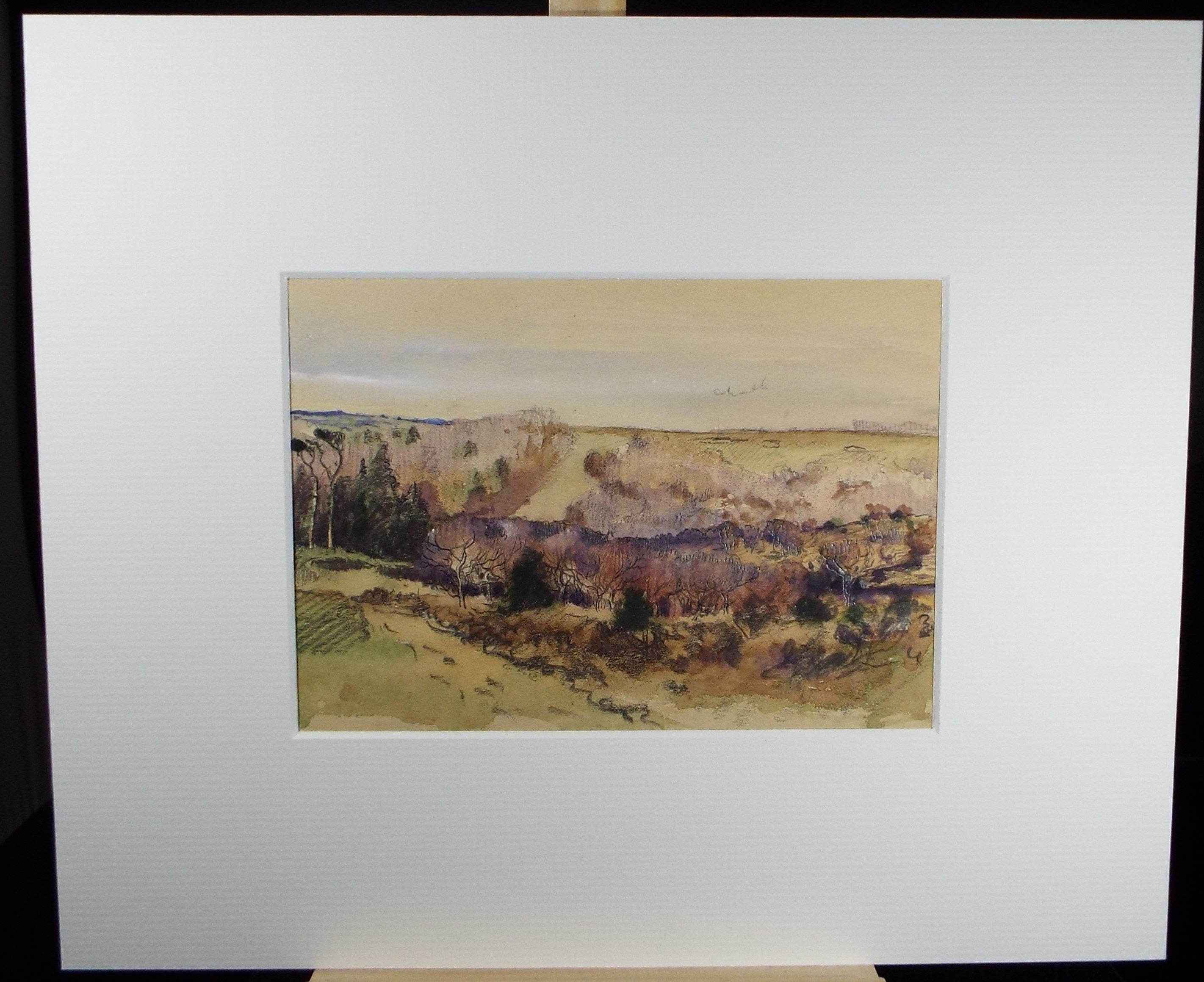 Original Watercolour Sketch, Michael Lyne (1912-1989), 'Scrubland in Autumn', Mid 20th Century