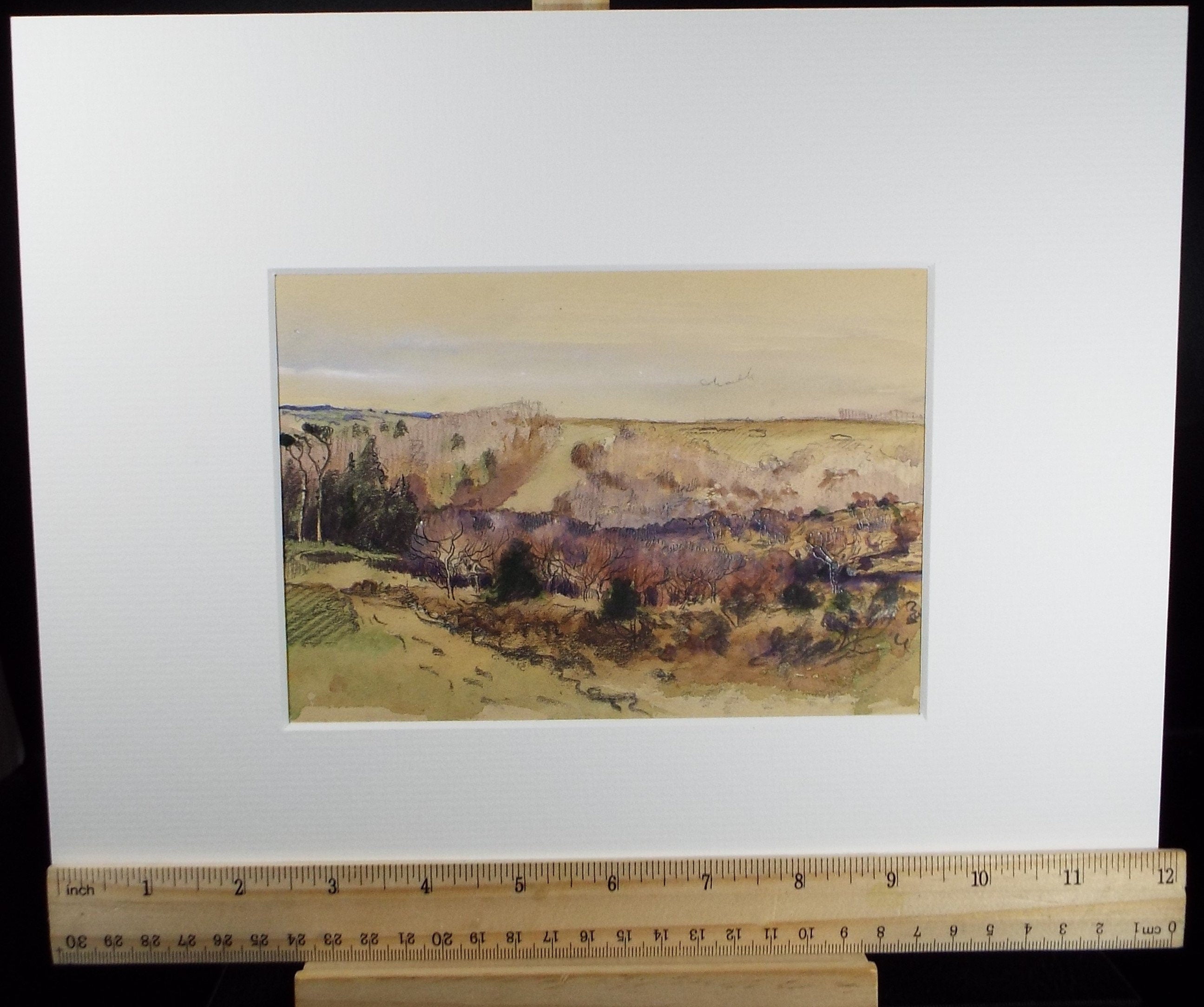 Original Watercolour Sketch, Michael Lyne (1912-1989), 'Scrubland in Autumn', Mid 20th Century