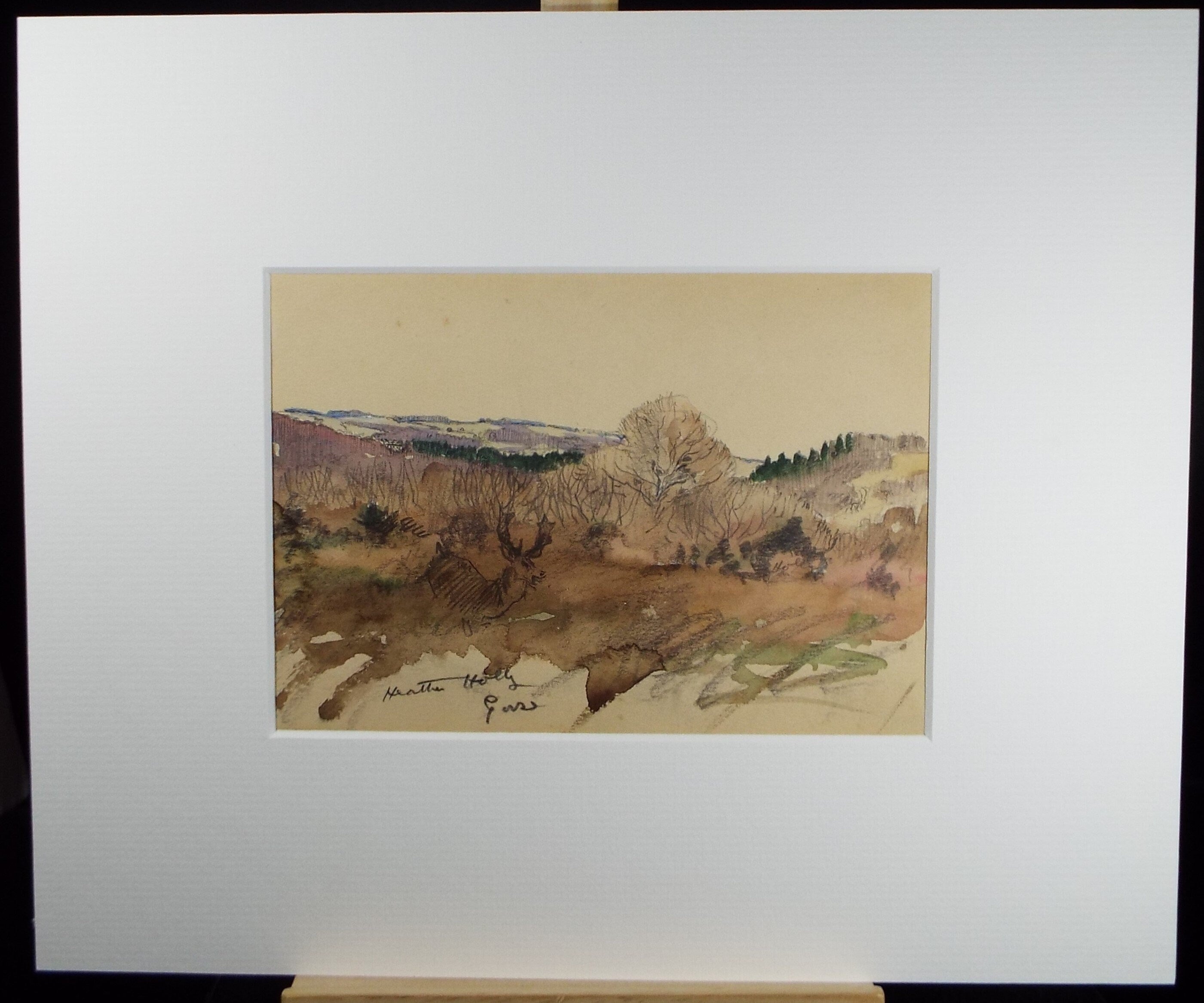 Original Watercolour Sketch, Michael Lyne (1912-1989), 'Heather Moorland', Mid 20th Century