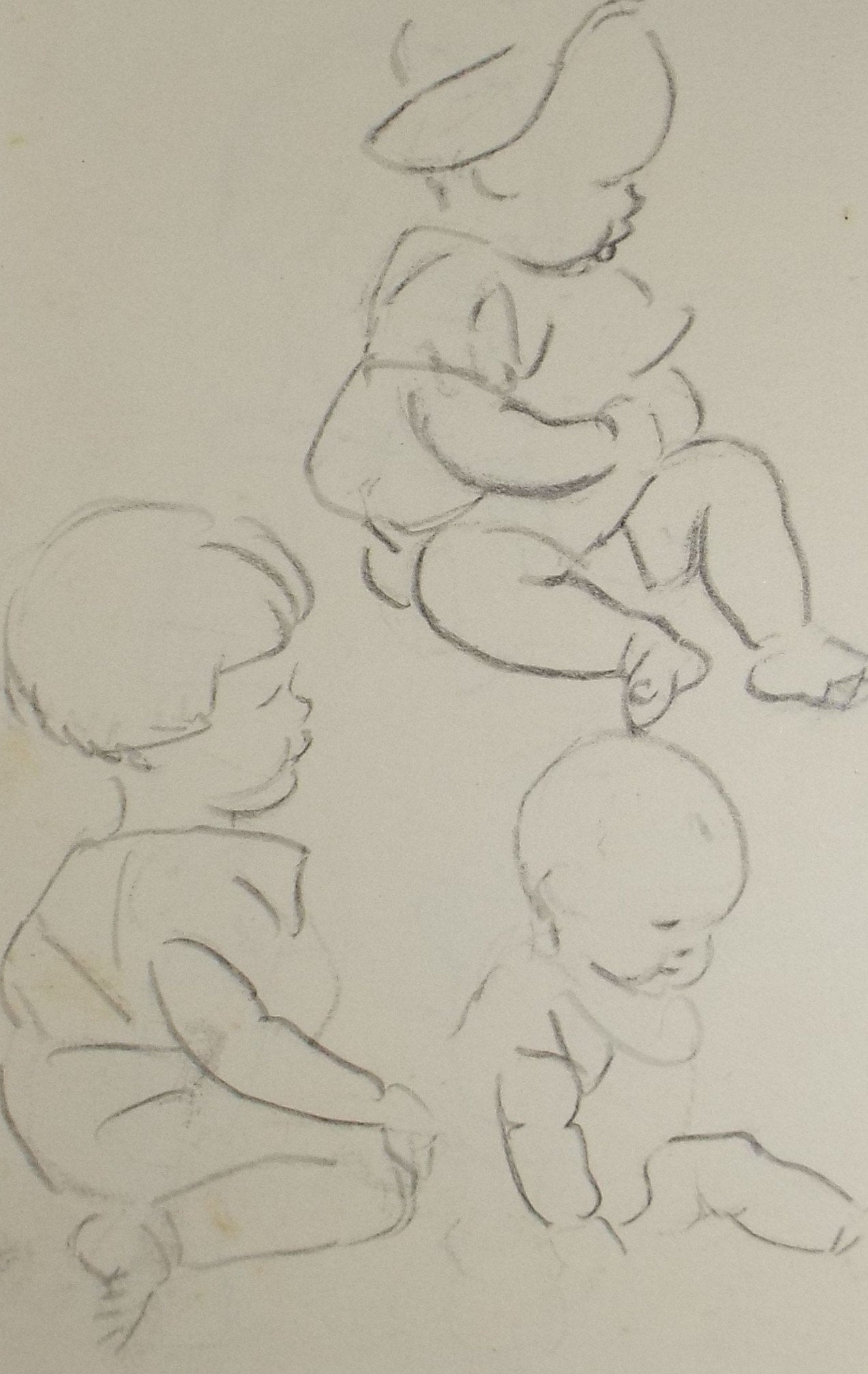 Original pencil sketch, 'Baby Study ', Susan Beatrice Pearce (1878-1980), Circa 1910