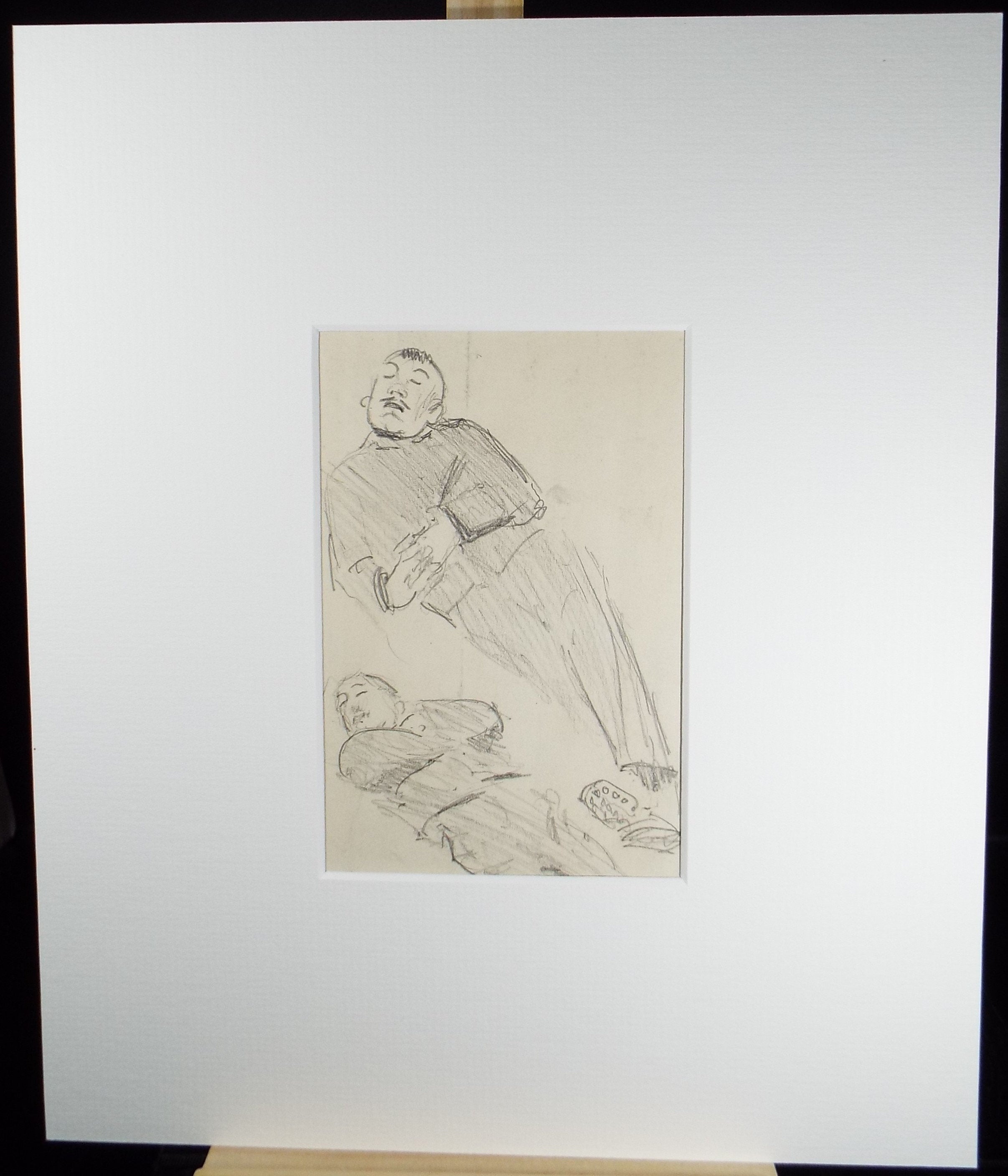 Original pencil sketch, 'Sleeping Man' ', Susan Beatrice Pearce (1878-1980), Circa 1910