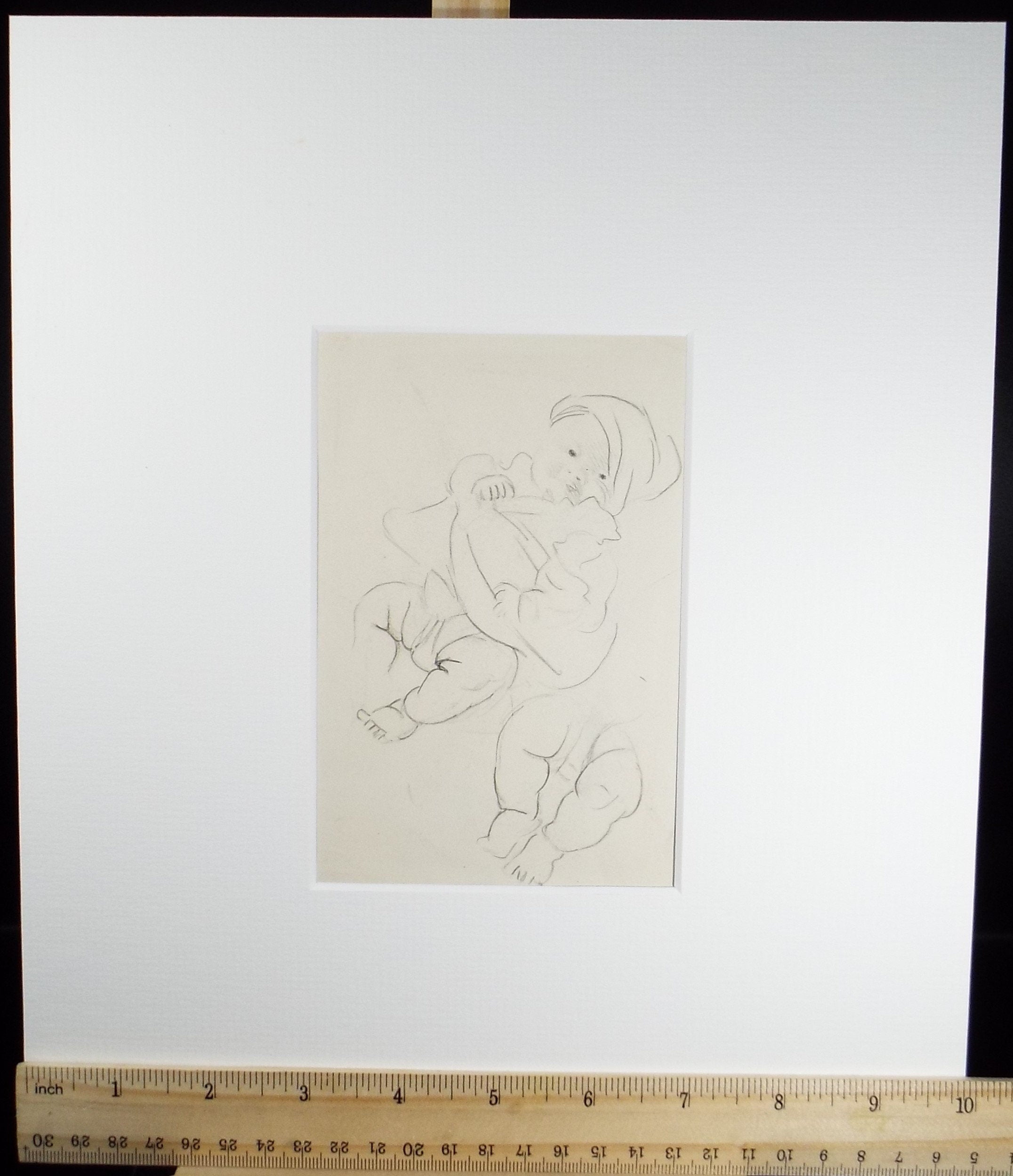 Original pencil sketch, 'Baby Study ', Susan Beatrice Pearce (1878-1980), Circa 1910