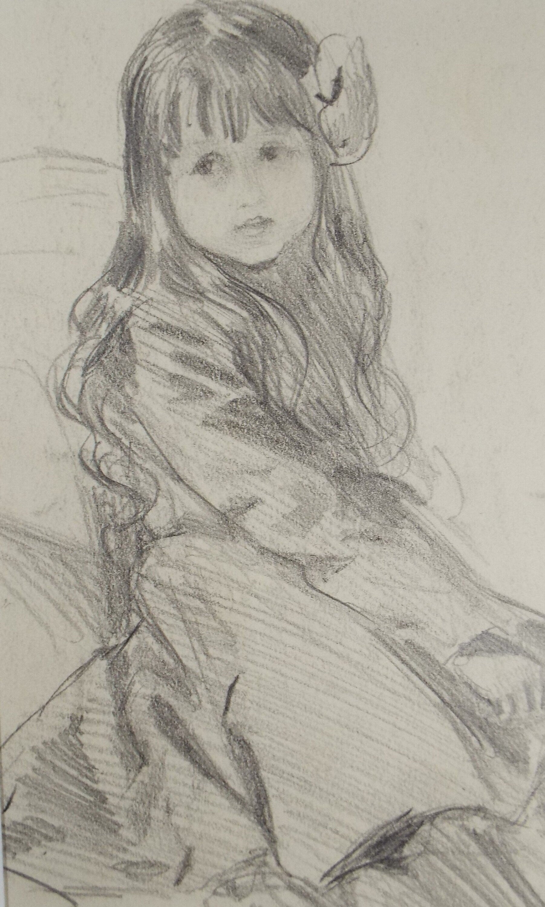 Original pencil sketch, 'Study of a Seated Girl' ', Susan Beatrice Pearce (1878-1980), Circa 1910