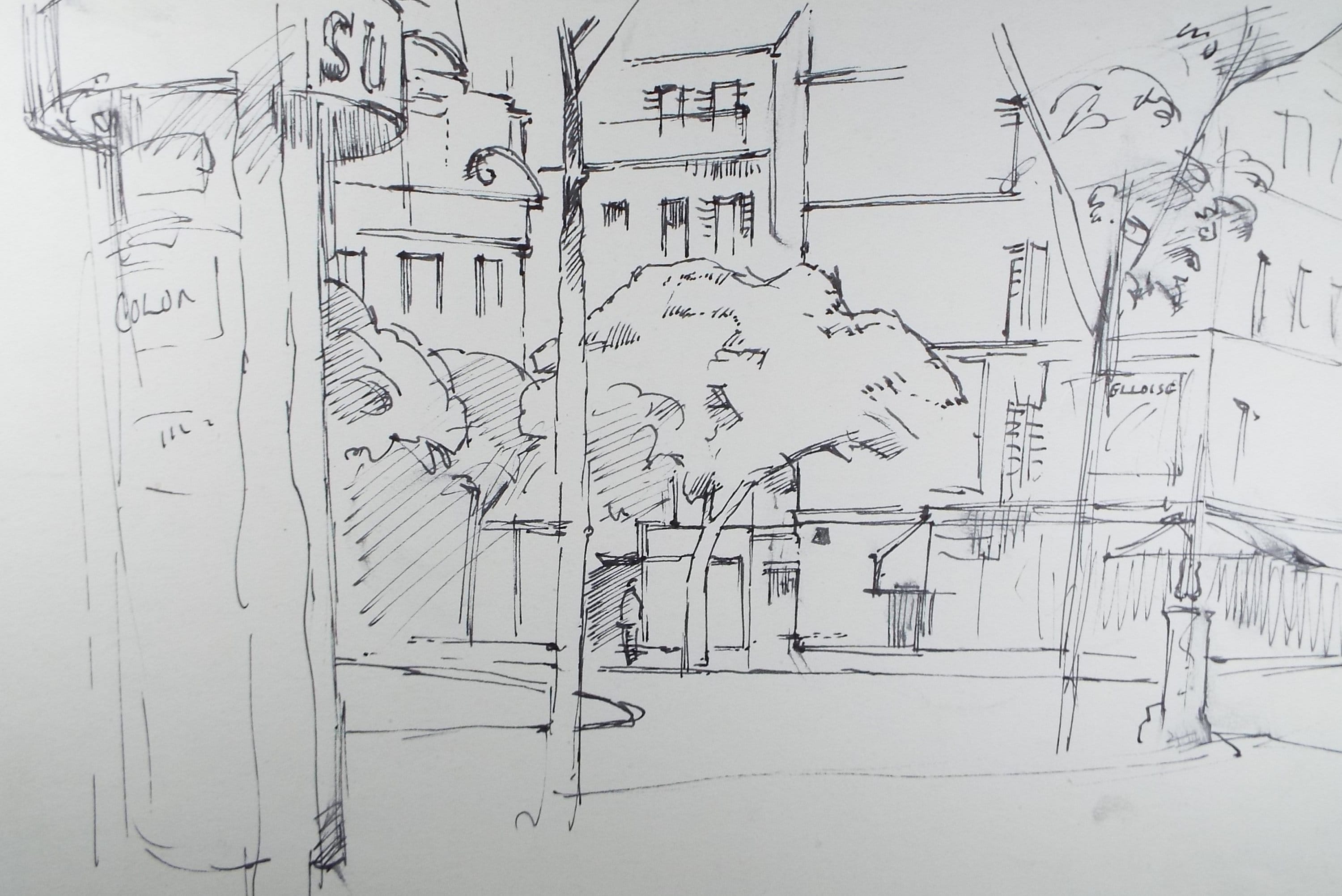 Original Ink Drawing, 'Paris', Dated 1955, Douglas Pittuck (1911-1993)