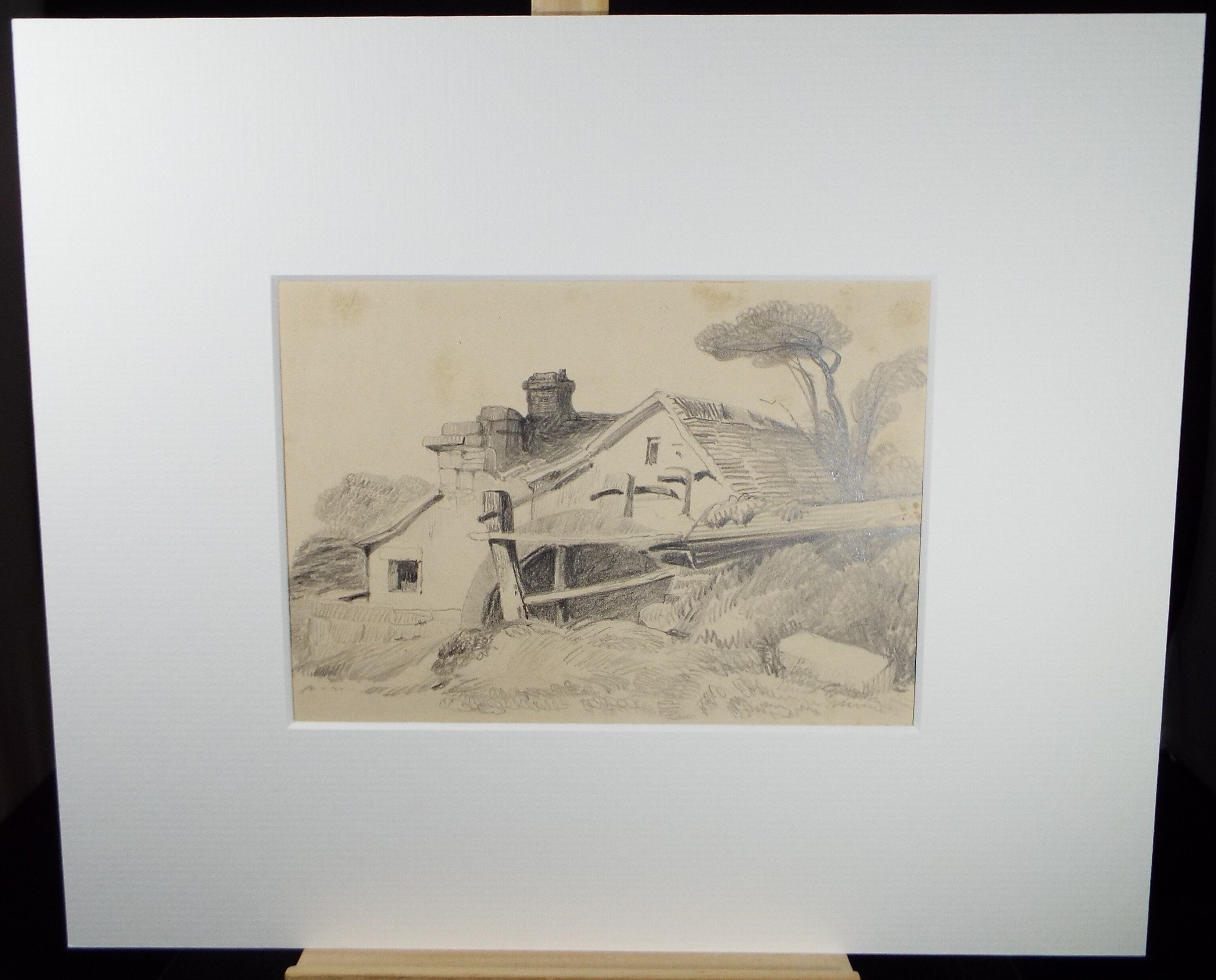 Original Pencil Drawing, 'The Watermill', Late 19th Century, unsigned