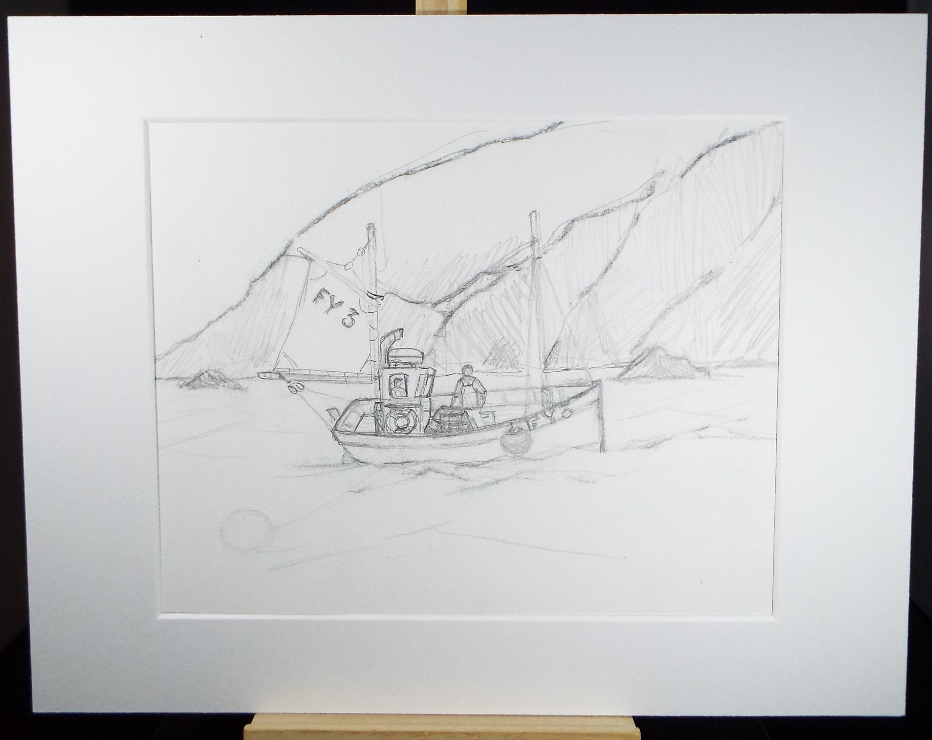 Original Pencil Drawing 'Fishing Boat FY3', c2000, Gordon Couch (20th Century British)