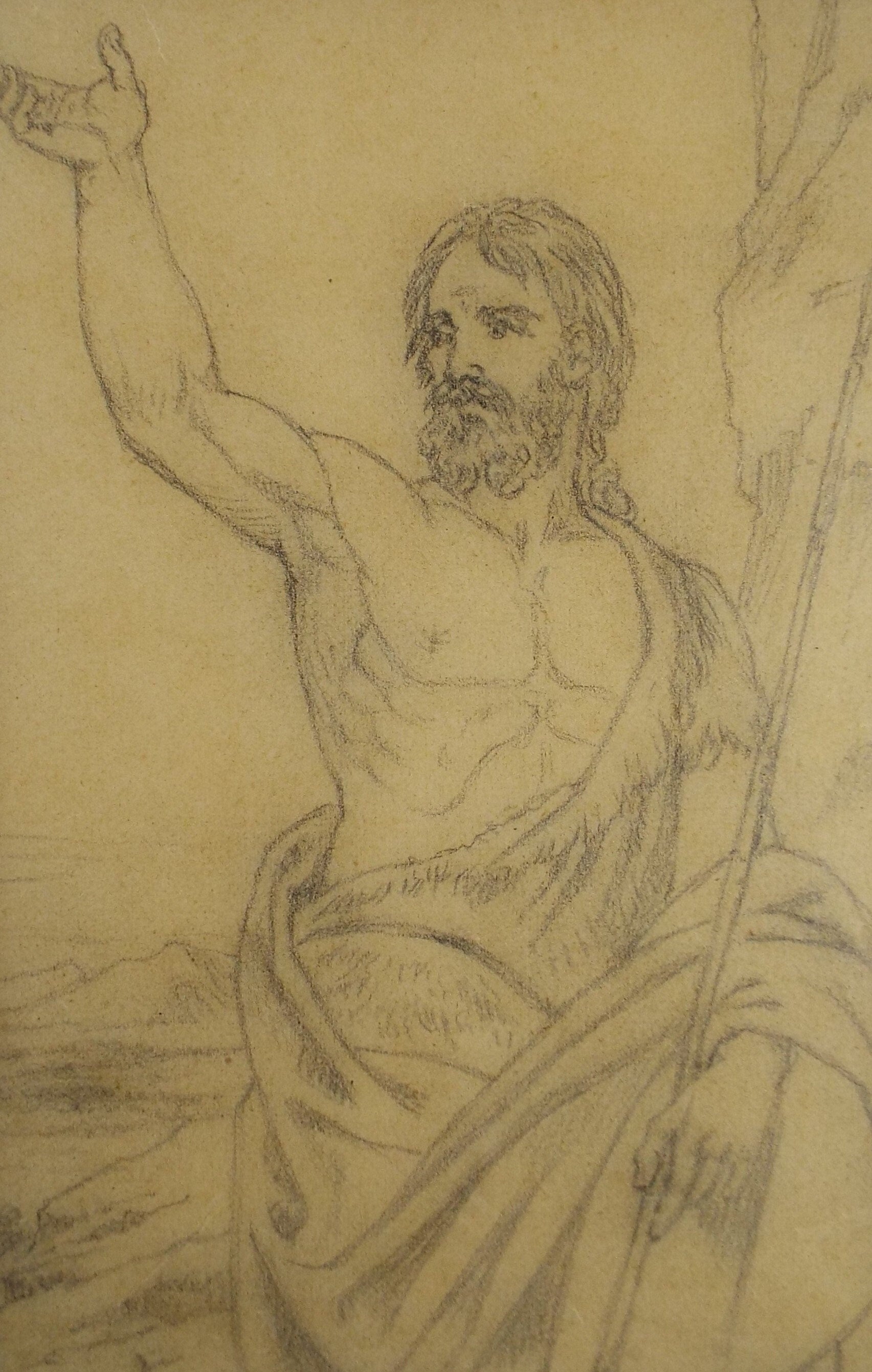 Original Pencil Drawing, 'Classical Figure', John Wood (1801-1870)