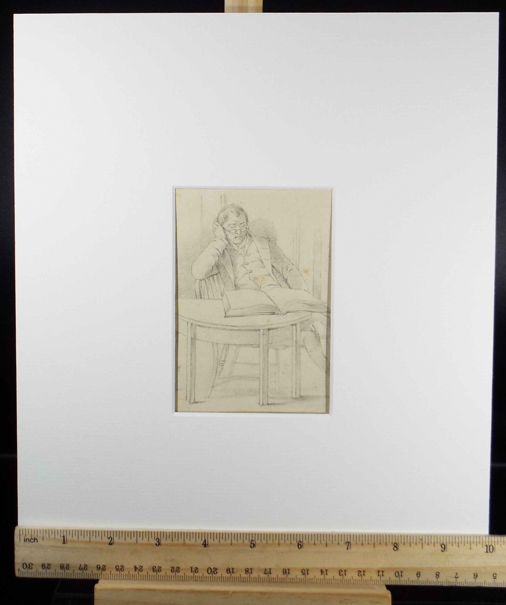 Original Pencil Drawing,'A Tedious Read', John Wood (1801-1870)