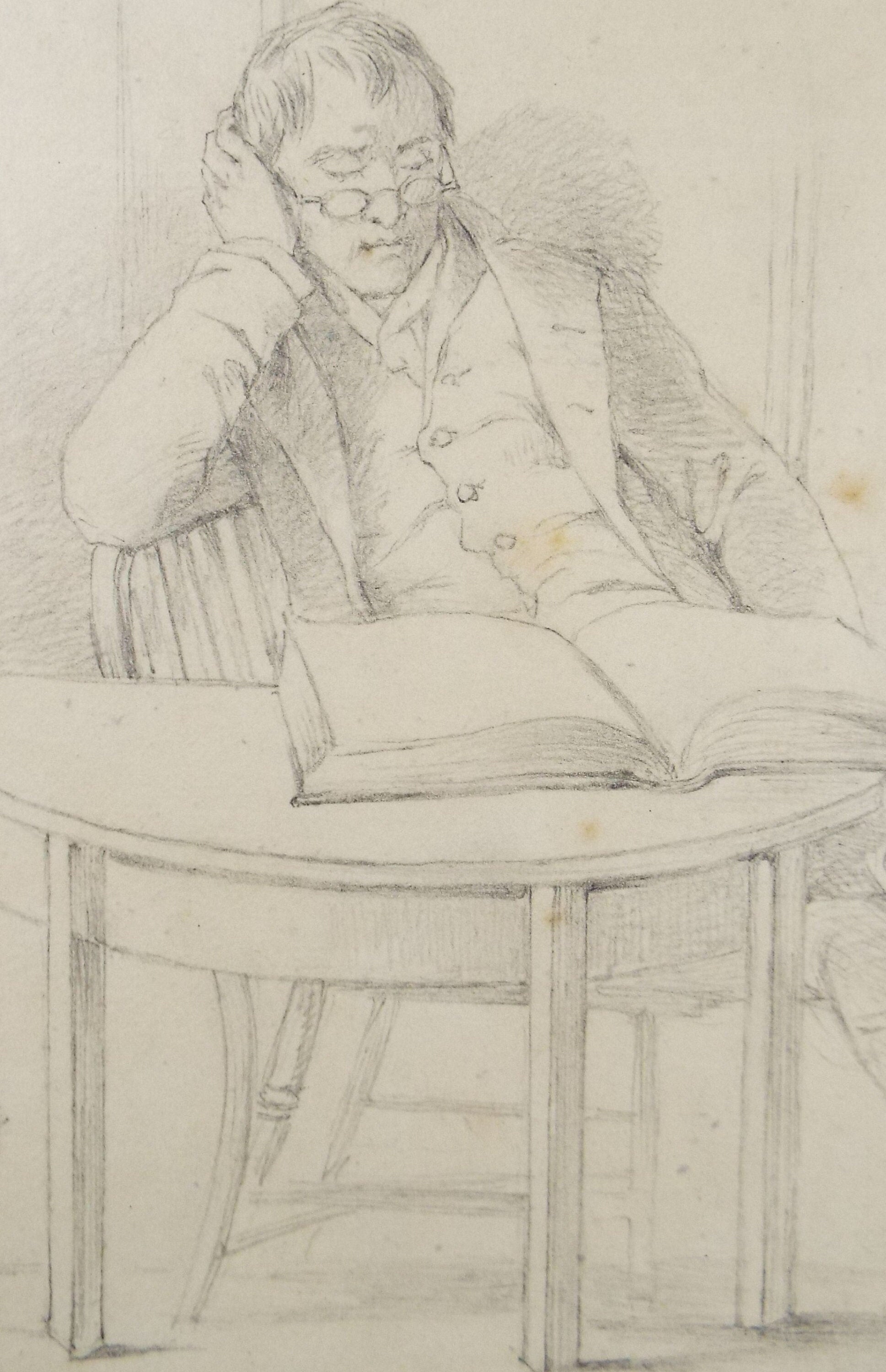 Original Pencil Drawing,'A Tedious Read', John Wood (1801-1870)