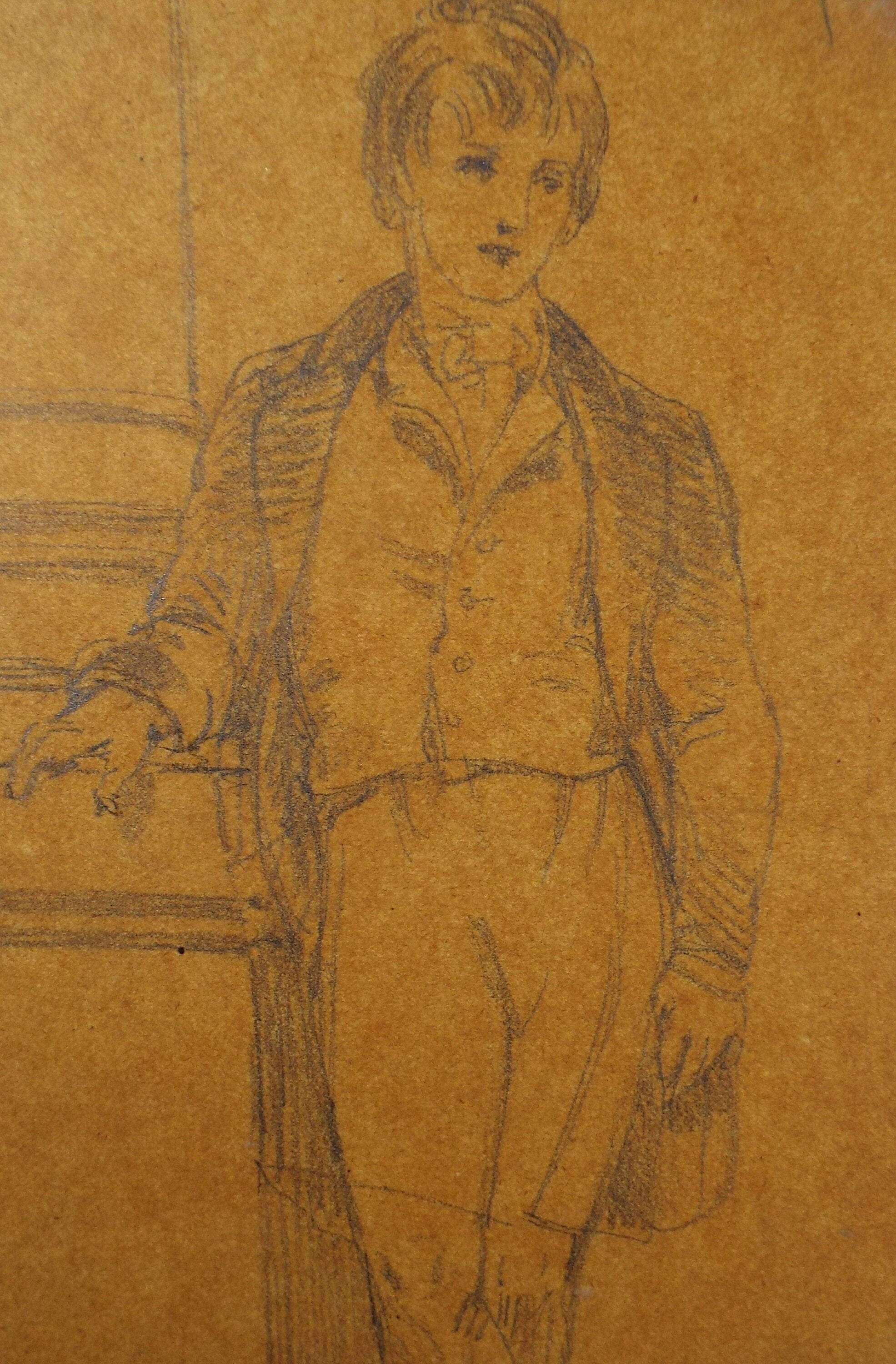 Original Pencil Drawing,'Boy in a Frock Coat', John Wood (1801-1870)