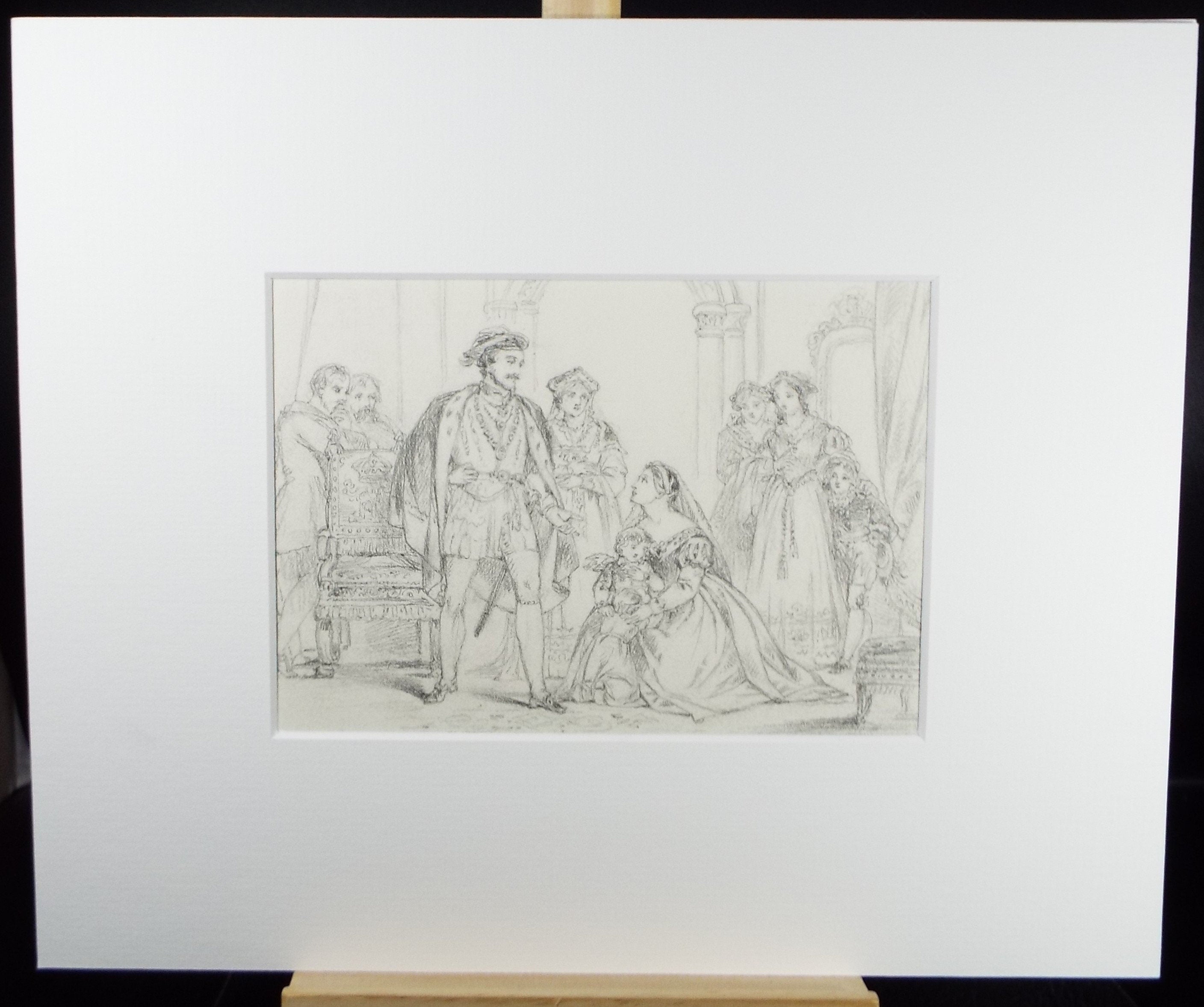 Original Pencil Drawing,'At Court', John Wood (1801-1870)