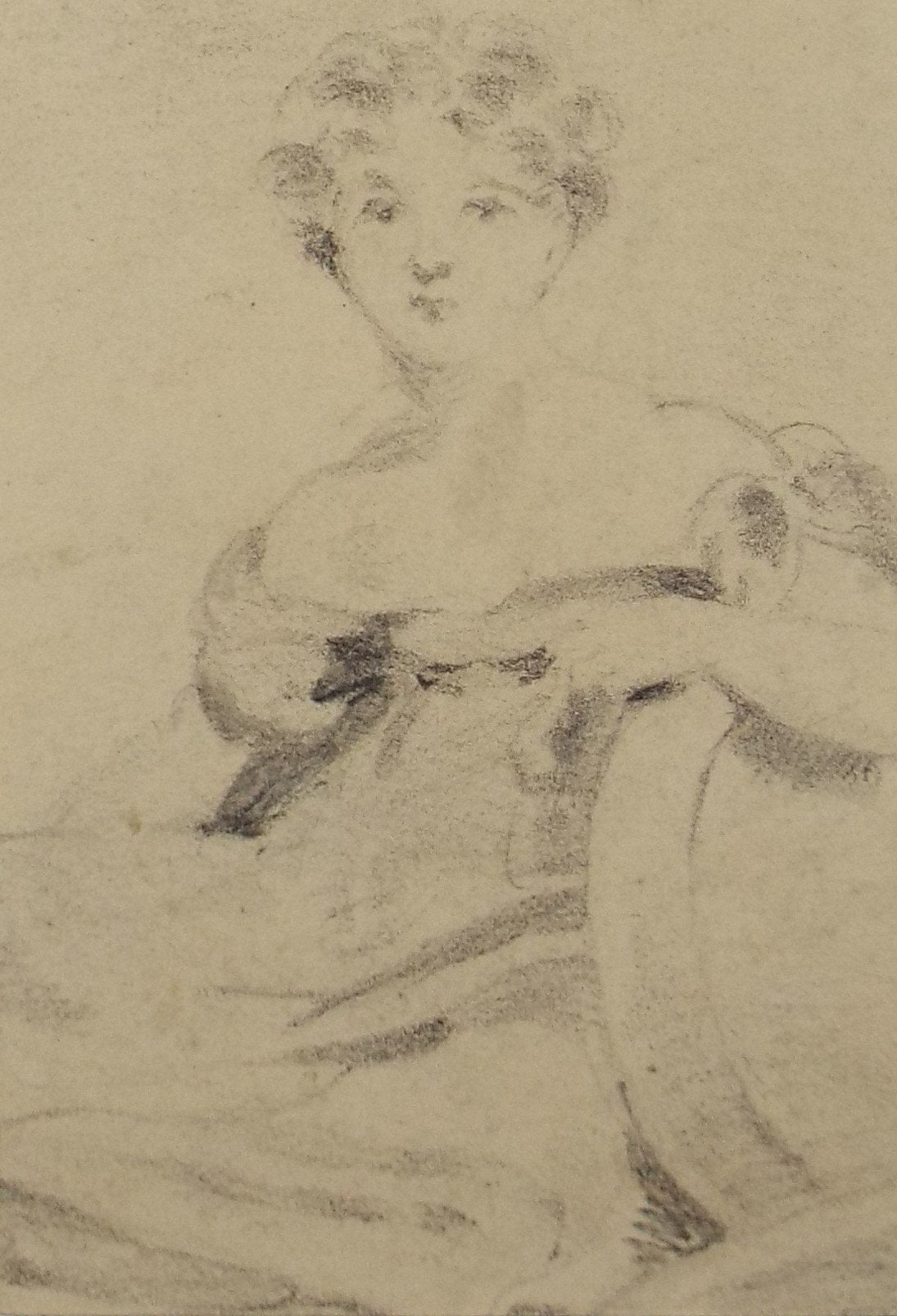 Original Pencil Drawing,'Portrait of a Lady', John Wood (1801-1870)