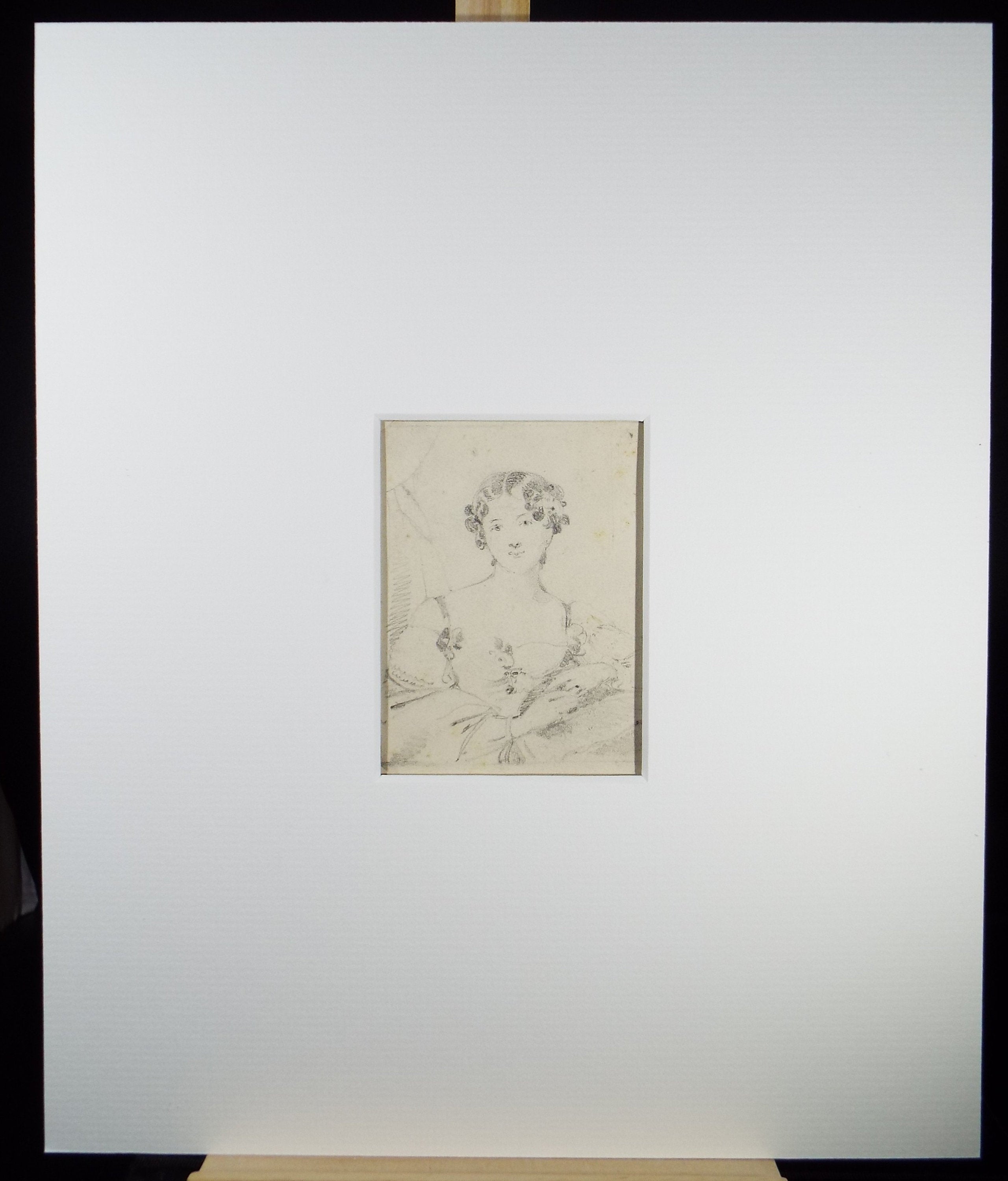 Original Pencil Drawing,'Portrait of a Lady', John Wood (1801-1870)