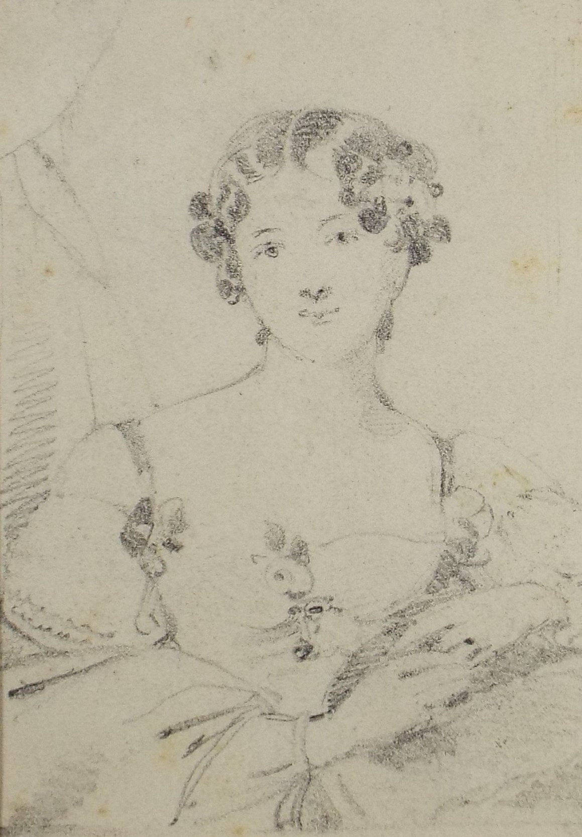 Original Pencil Drawing,'Portrait of a Lady', John Wood (1801-1870)