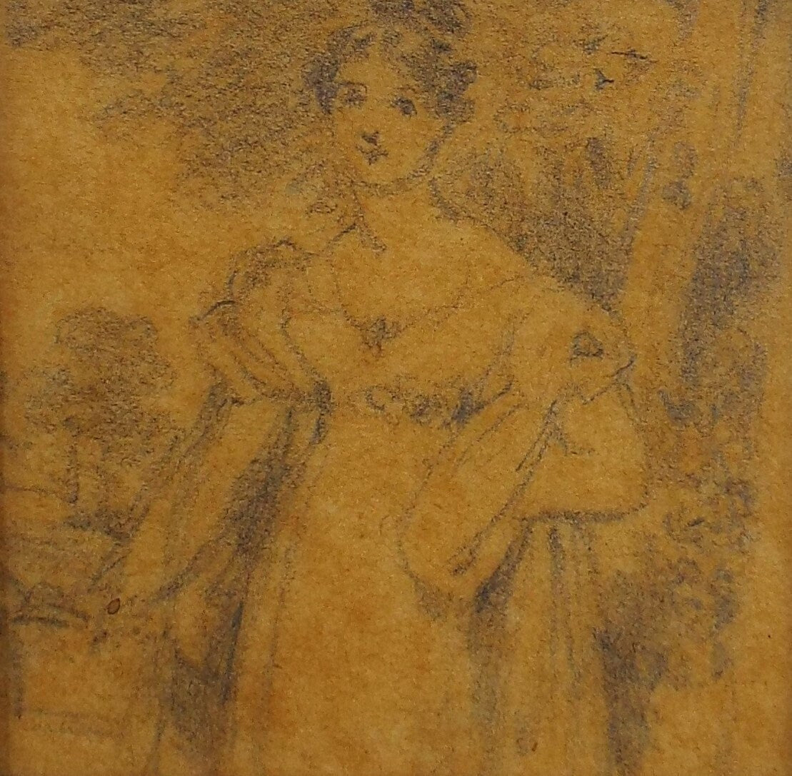 Original Pencil Drawing,'Portrait of a Lady', John Wood (1801-1870)