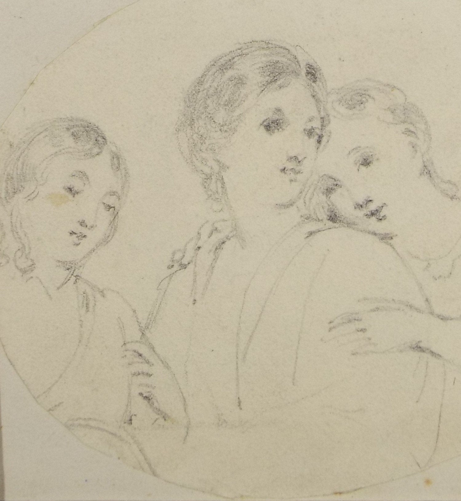 Original Pencil Drawing,'Three Sisters', John Wood (1801-1870)