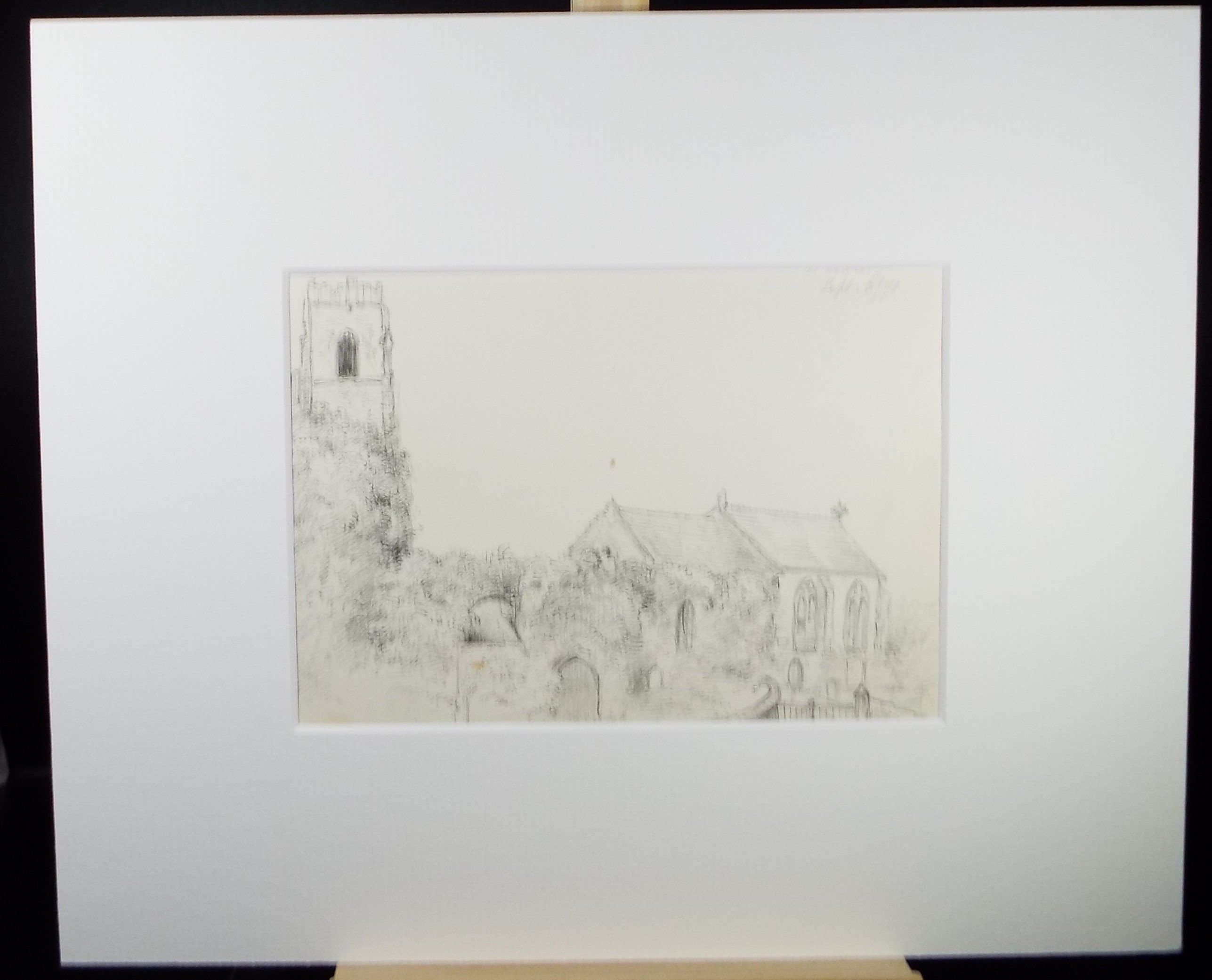 Original Pencil Drawing 'Corton Church, Lowestoft', Dated 1871, William Brenchley Rye (1818-1901)