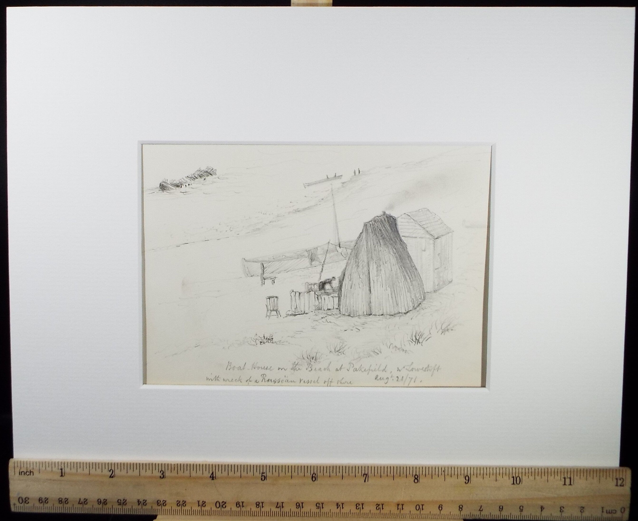 Original Pencil Drawing 'Boat House, Parkfield, Dated 1871, William Brenchley Rye (1818-1901)