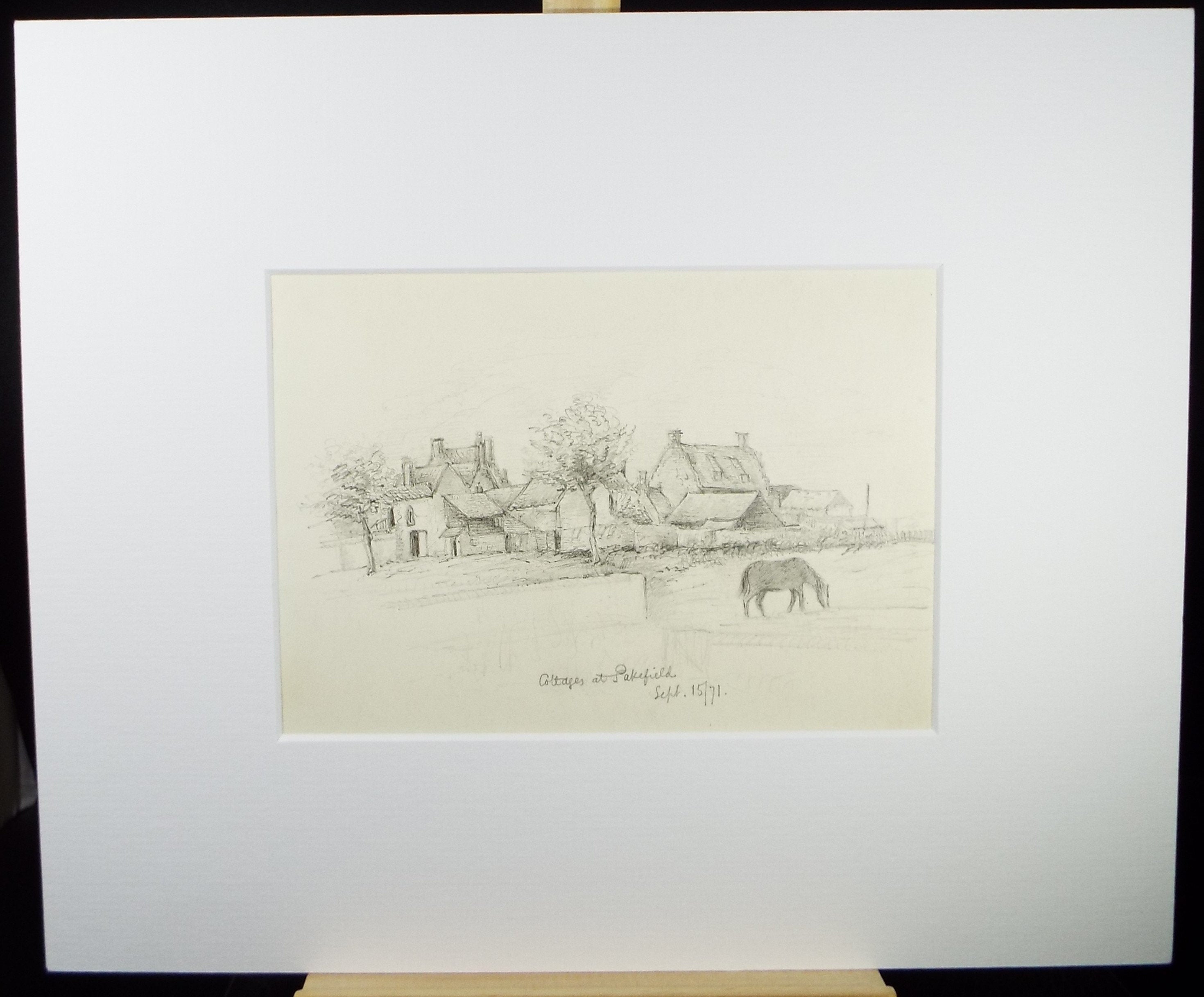 Original Pencil Drawing 'Cottages at Pakefield', Dated 1871, William Brenchley Rye (1818-1901)