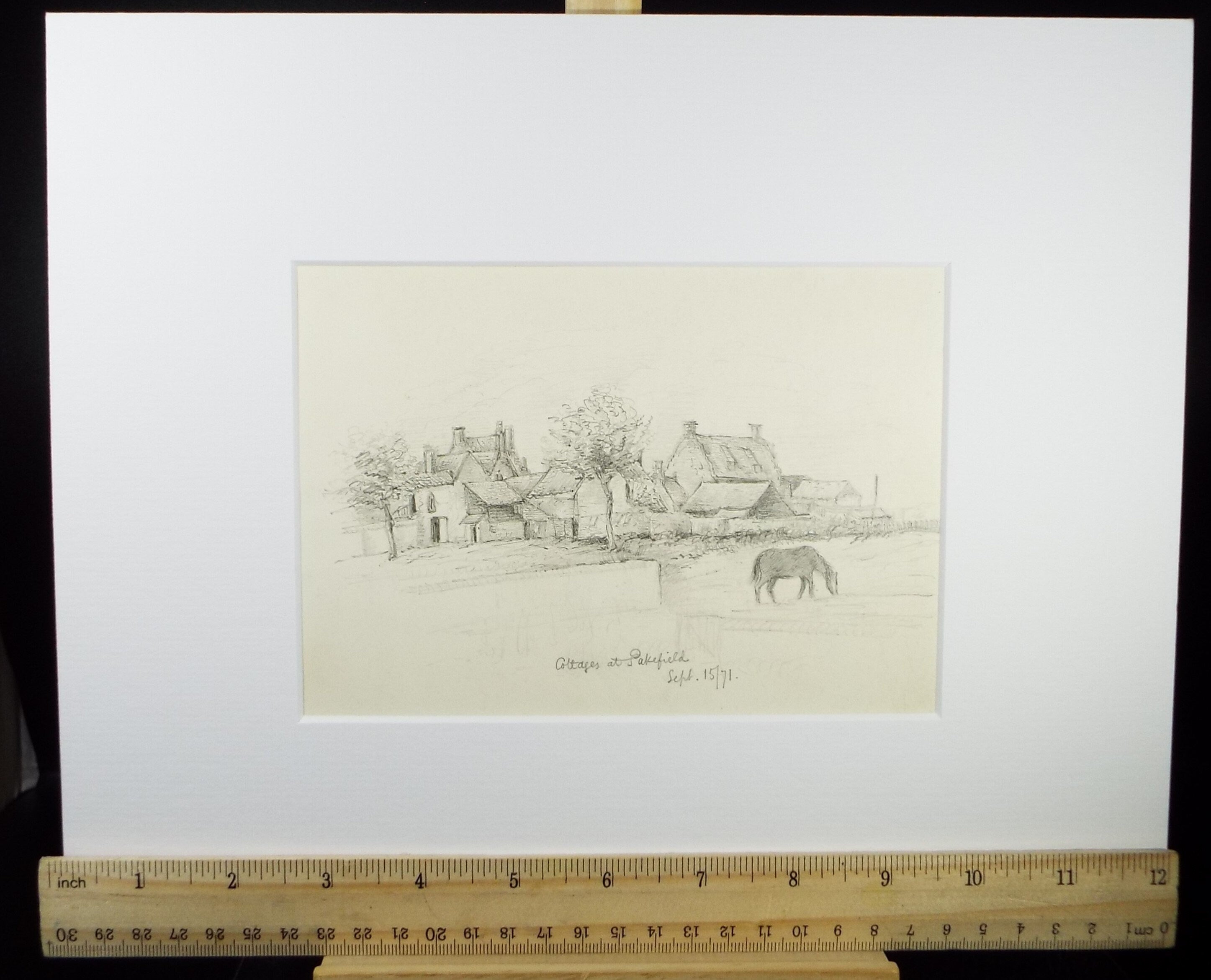 Original Pencil Drawing 'Cottages at Pakefield', Dated 1871, William Brenchley Rye (1818-1901)