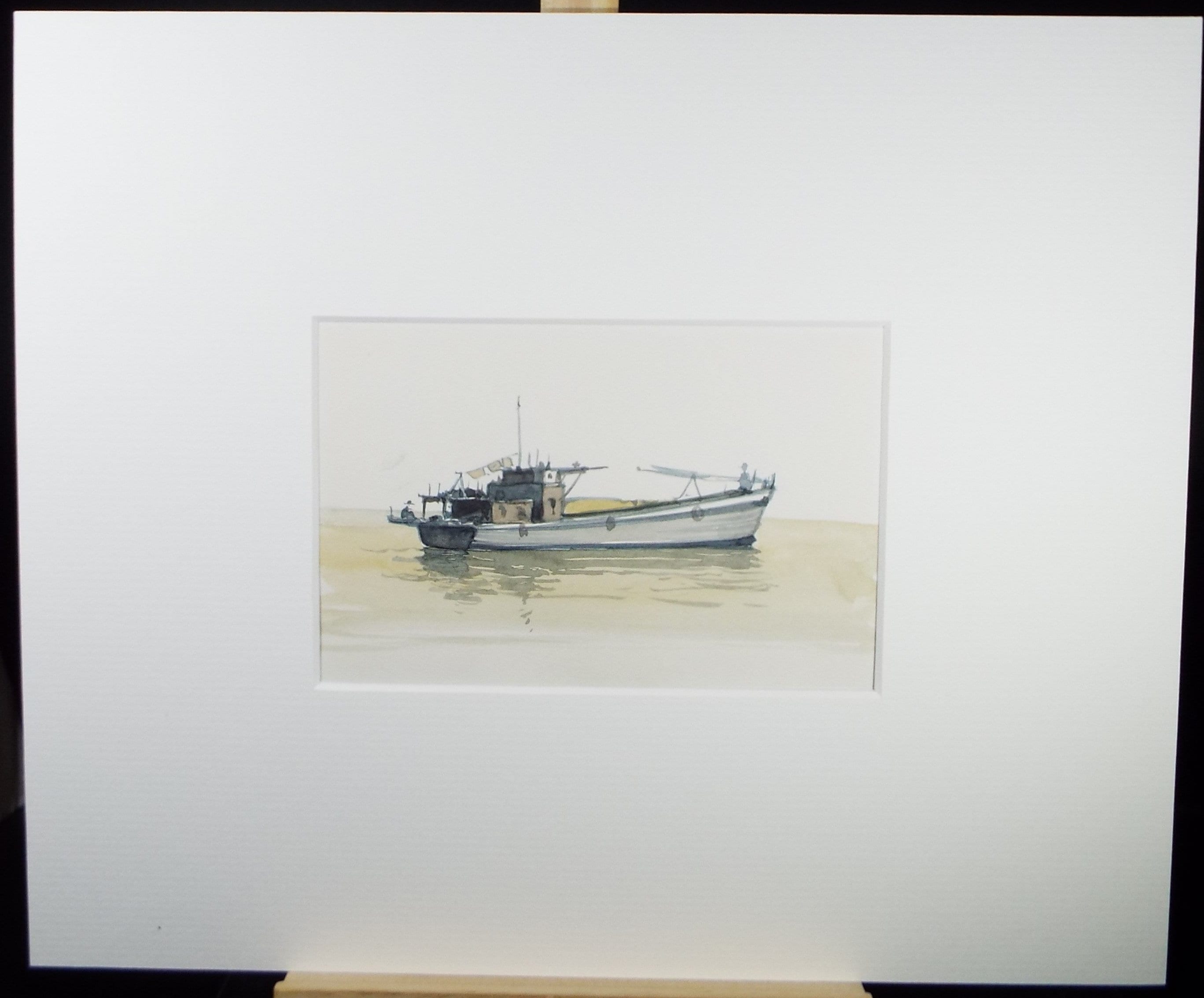 Original Watercolour Drawing ,'Sampan', Circa 1980's, Artist Unknown