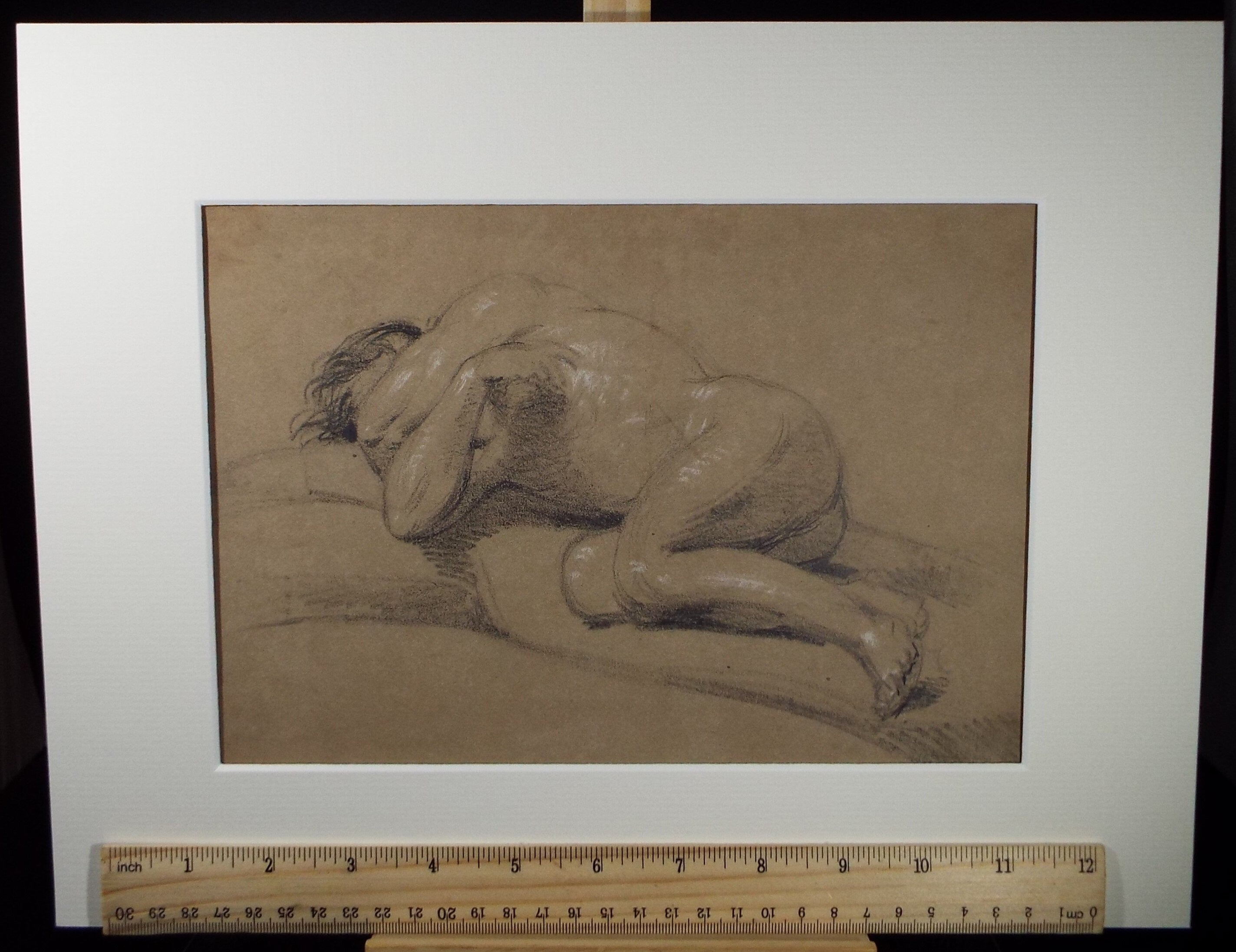 Original Pencil & Pastel Drawing,'Study of a Sleeping Man', John Wood (1801-1870)