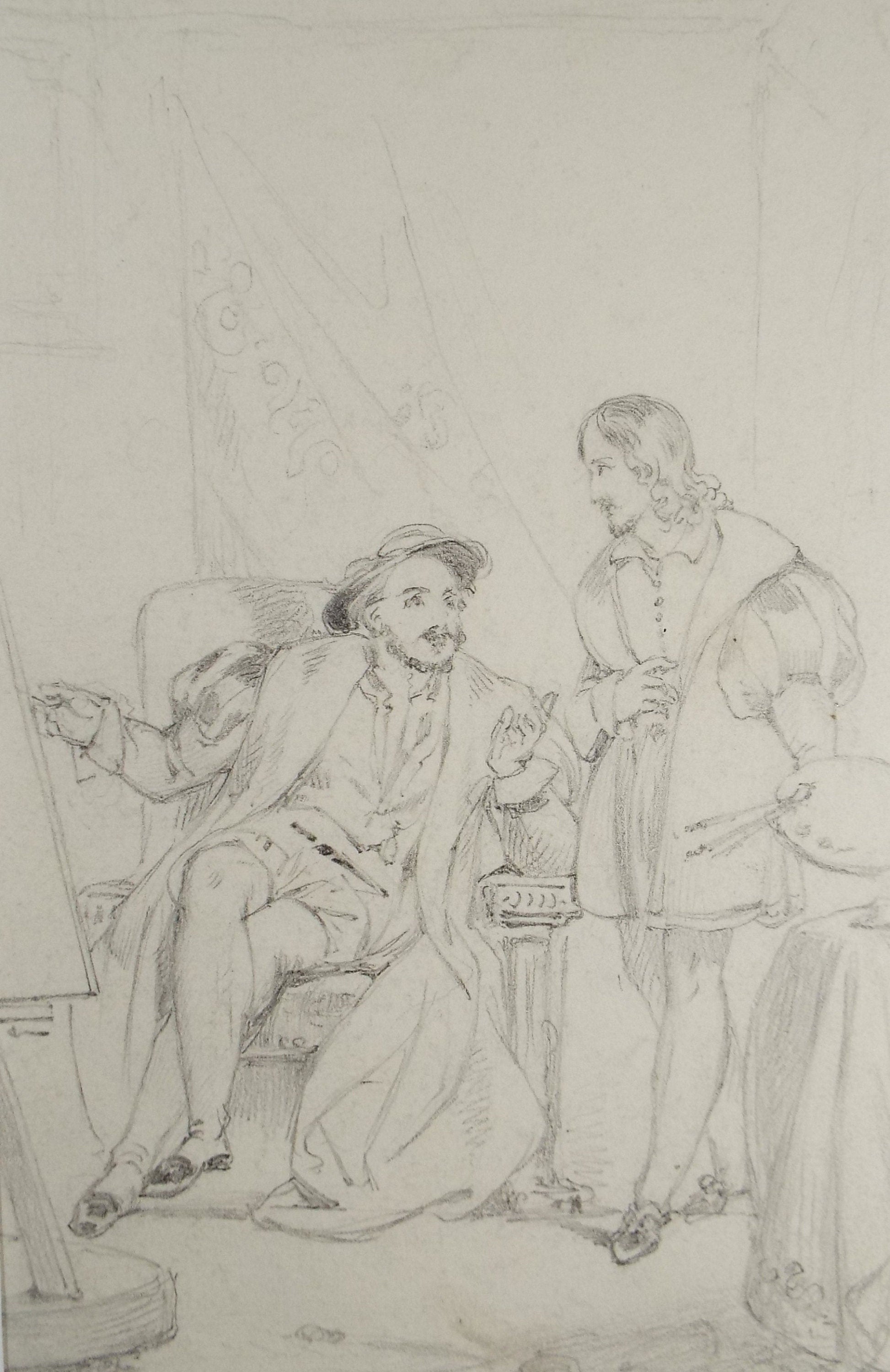 Original Pencil Drawing, 'Sitting for the Artist', John Wood (1801-1870)