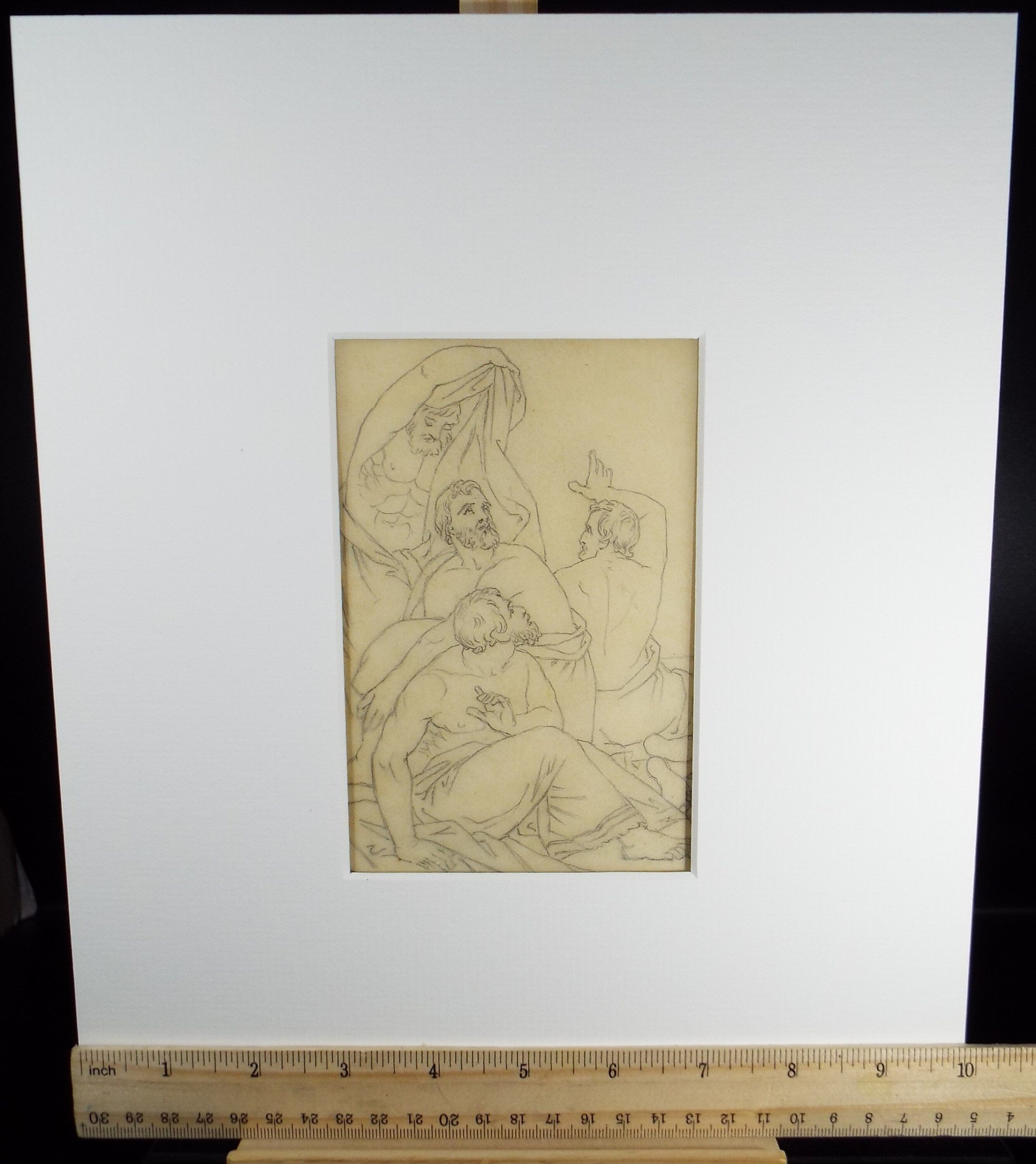 Original Pencil Drawing, 'Classical Figures', John Wood (1801-1870)