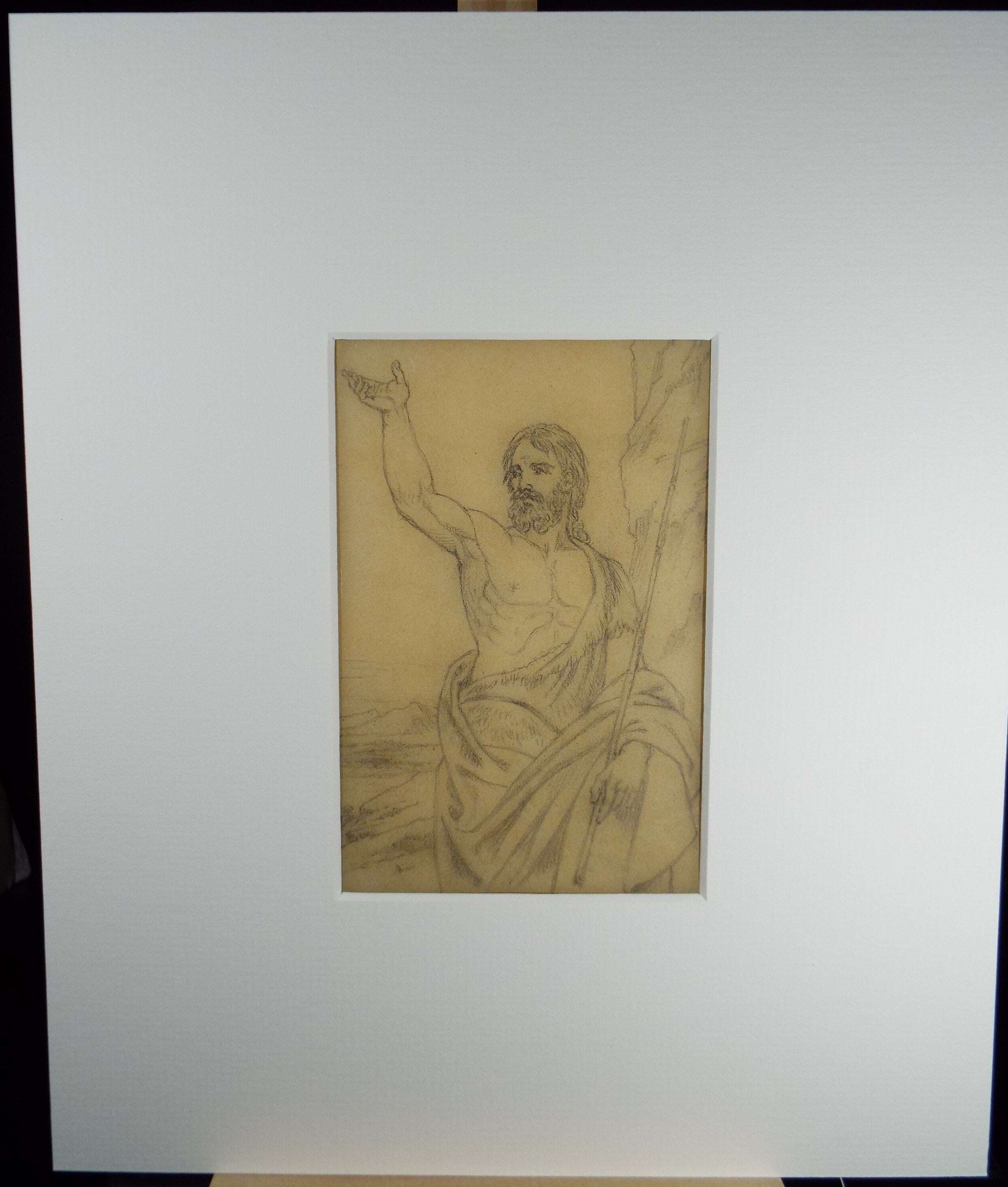 Original Pencil Drawing, 'Classical Figure', John Wood (1801-1870)