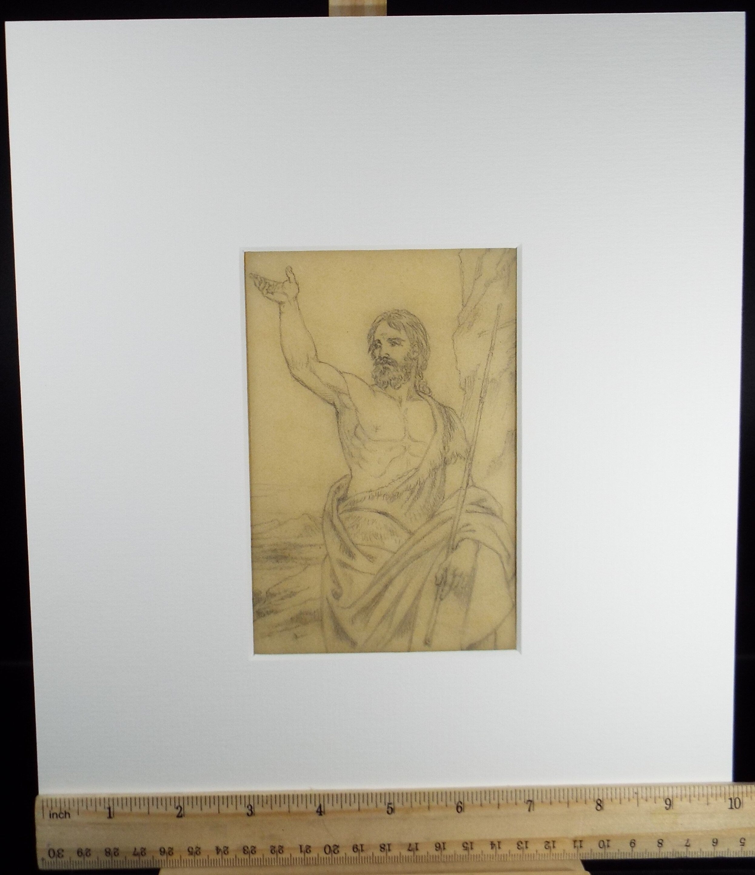 Original Pencil Drawing, 'Classical Figure', John Wood (1801-1870)