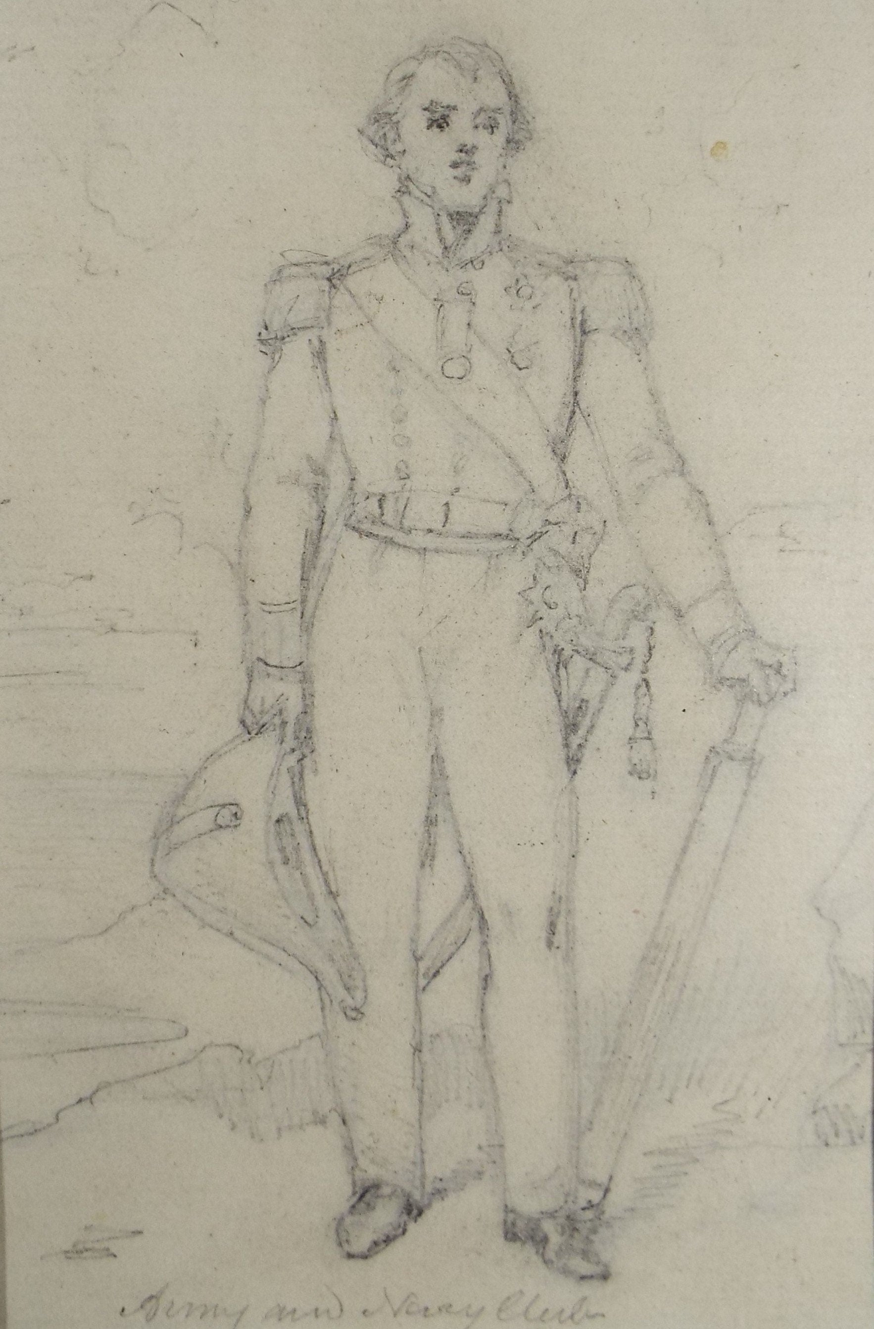 Original Pencil Drawing, 'Army & Navy Club', John Wood (1801-1870)