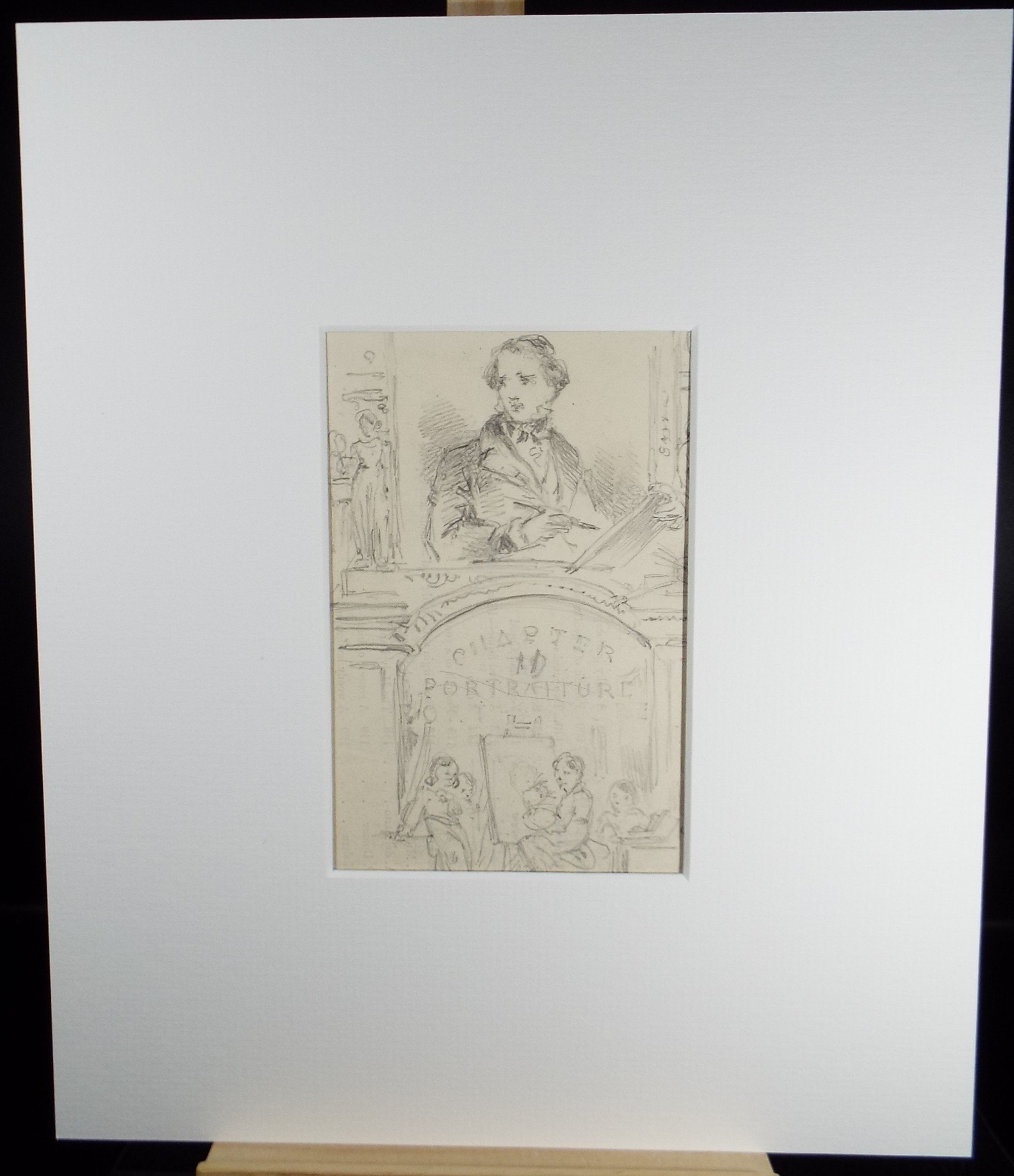 Original Pencil Drawing,'The Art Class', John Wood (1801-1870)