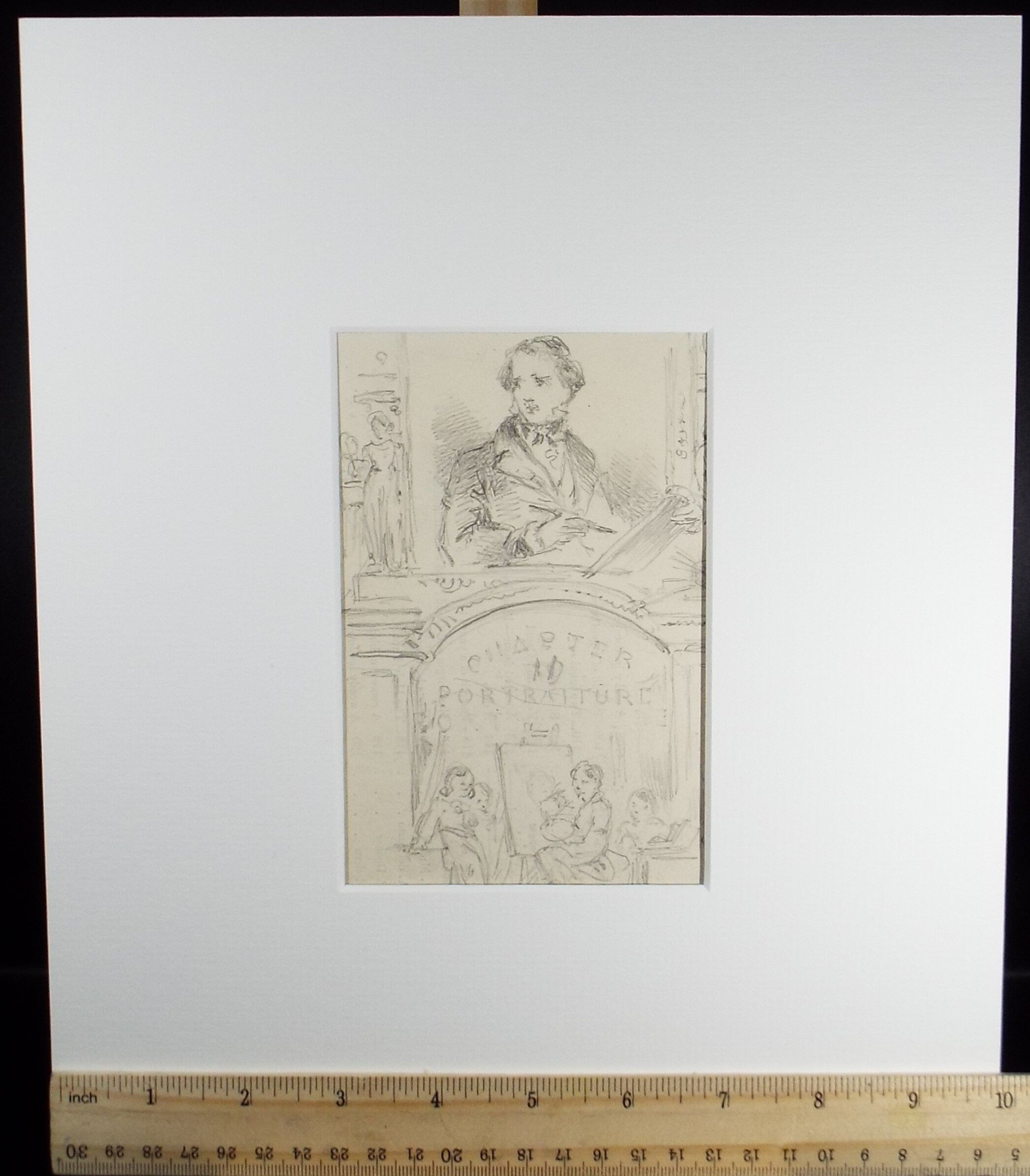 Original Pencil Drawing,'The Art Class', John Wood (1801-1870)