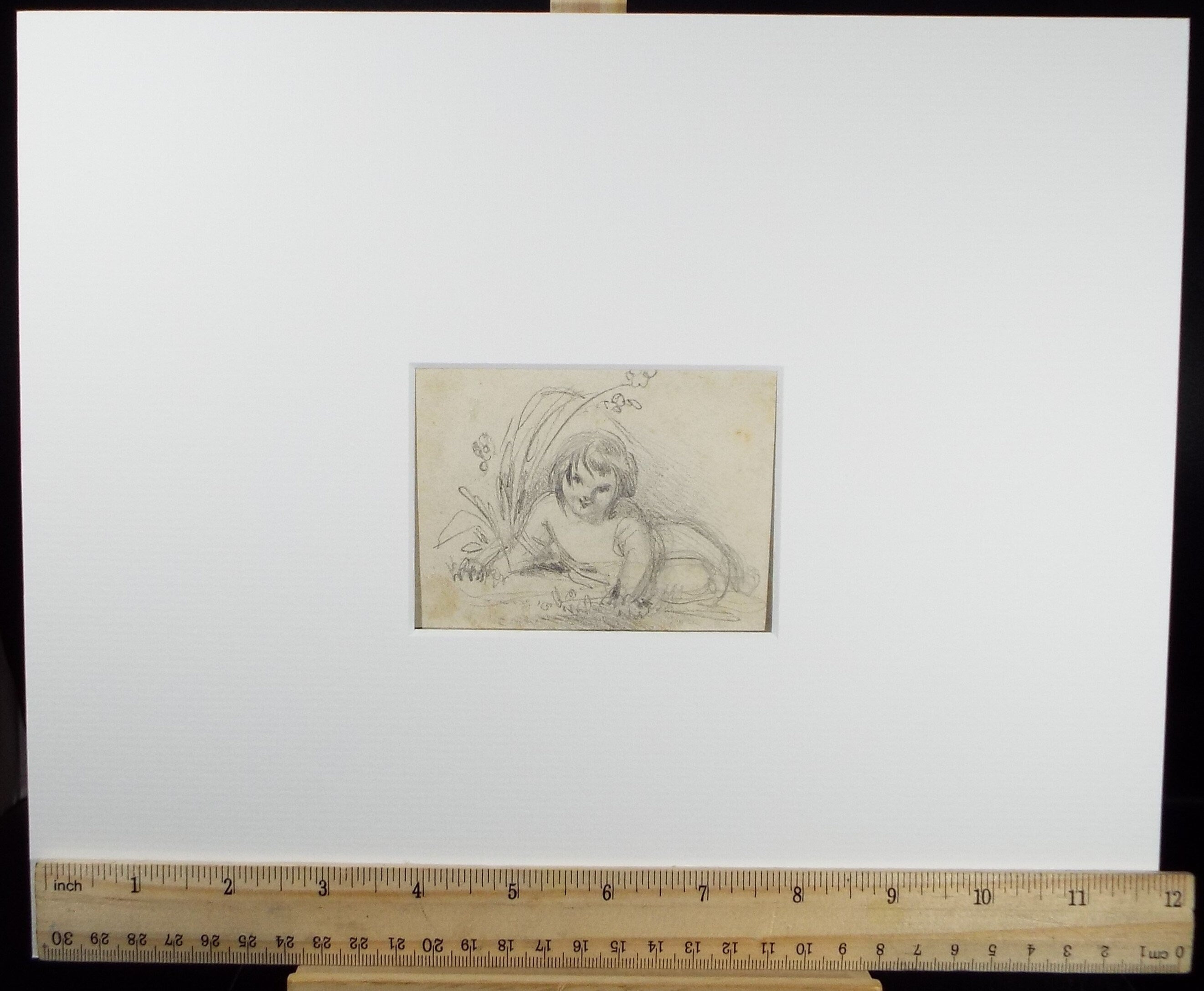 Original Pencil Drawing,'Portrait of a Child', John Wood (1801-1870)