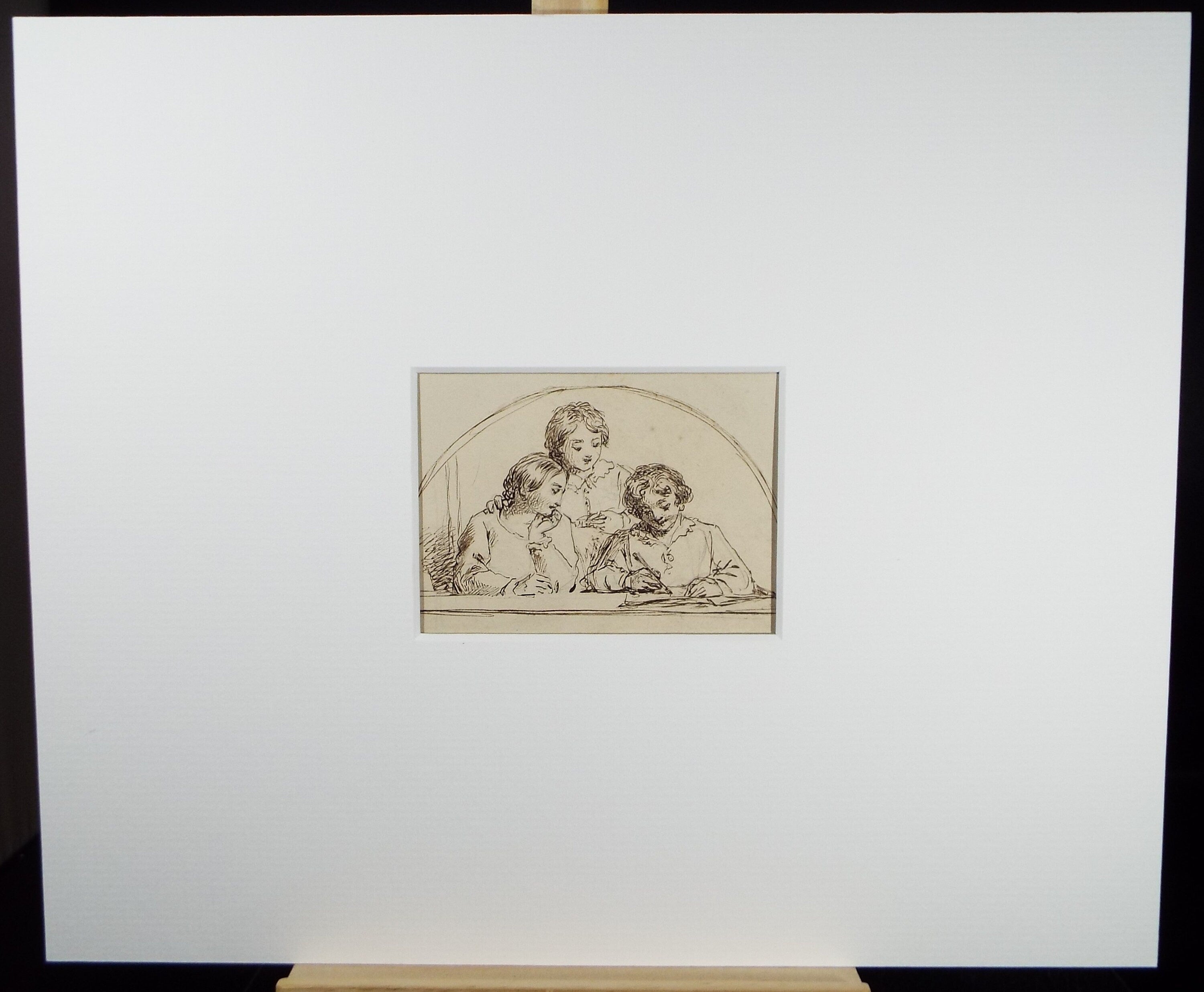 Original Pen & ink Drawing,'Observing the Scholar', John Wood (1801-1870)