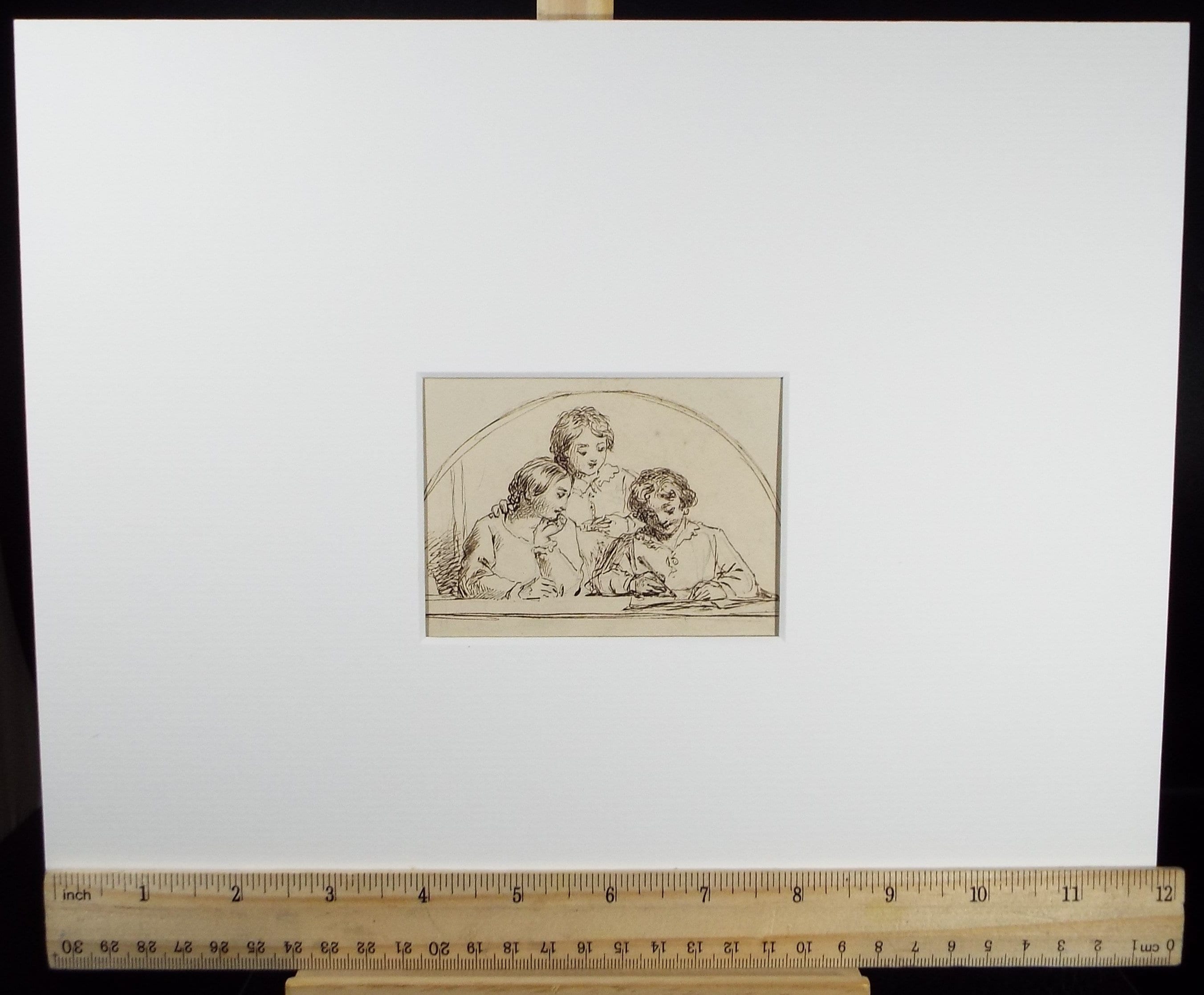 Original Pen & ink Drawing,'Observing the Scholar', John Wood (1801-1870)