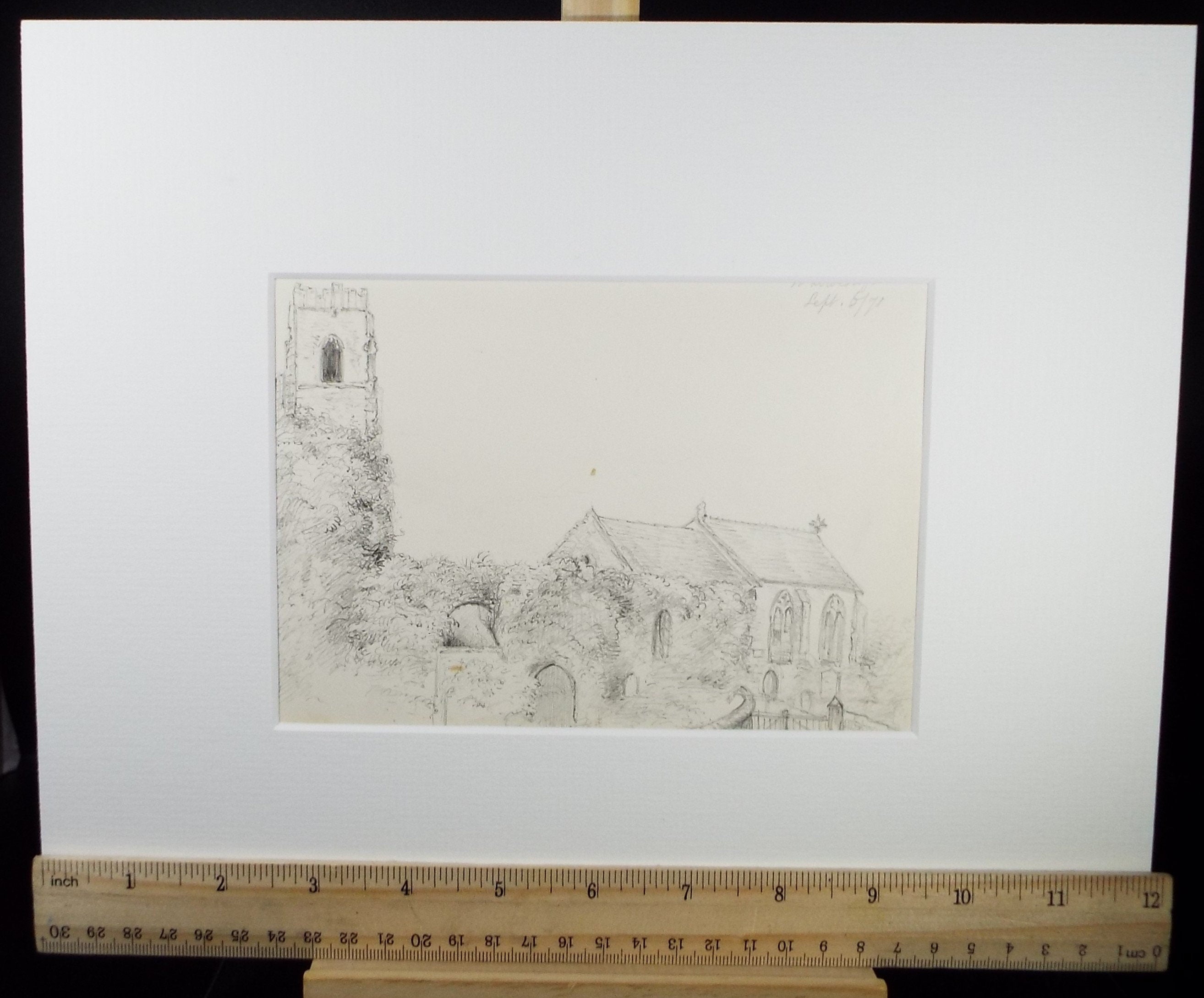 Original Pencil Drawing 'Corton Church, Lowestoft', Dated 1871, William Brenchley Rye (1818-1901)