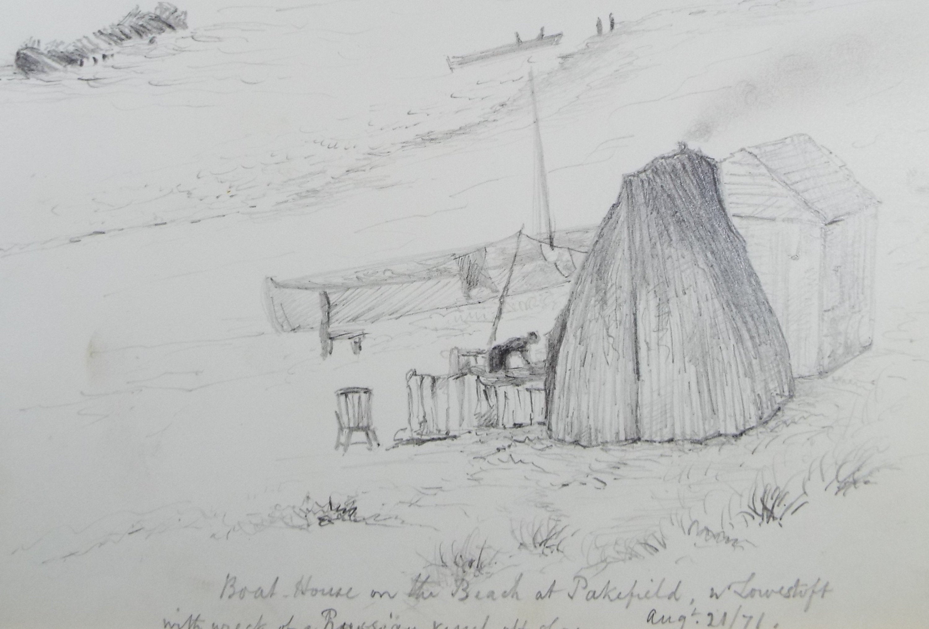 Original Pencil Drawing 'Boat House, Parkfield, Dated 1871, William Brenchley Rye (1818-1901)