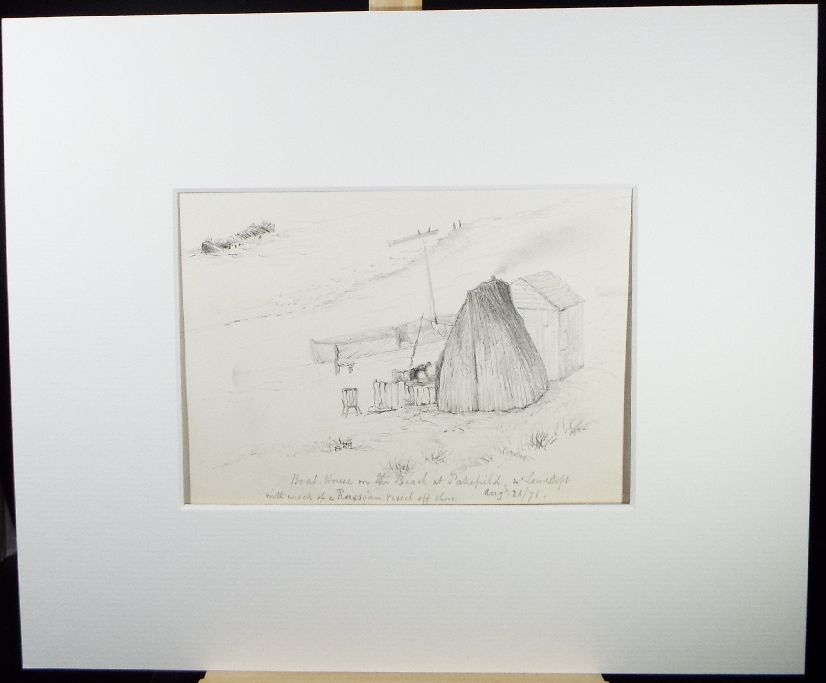 Original Pencil Drawing 'Boat House, Parkfield, Dated 1871, William Brenchley Rye (1818-1901)