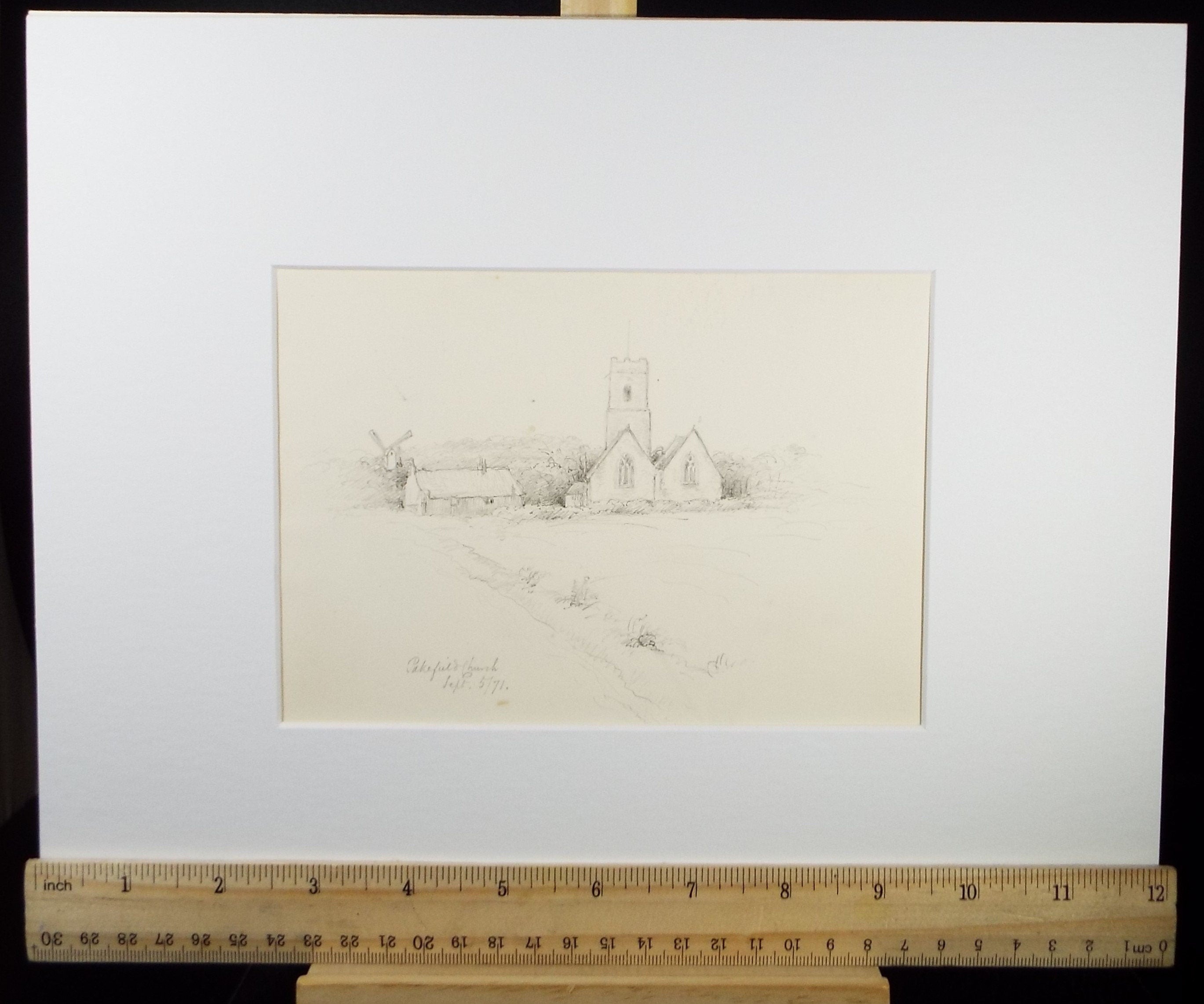 Original Pencil Drawing 'Pakefield Church, Suffolk', Dated 1871, William Brenchley Rye (1818-1901)