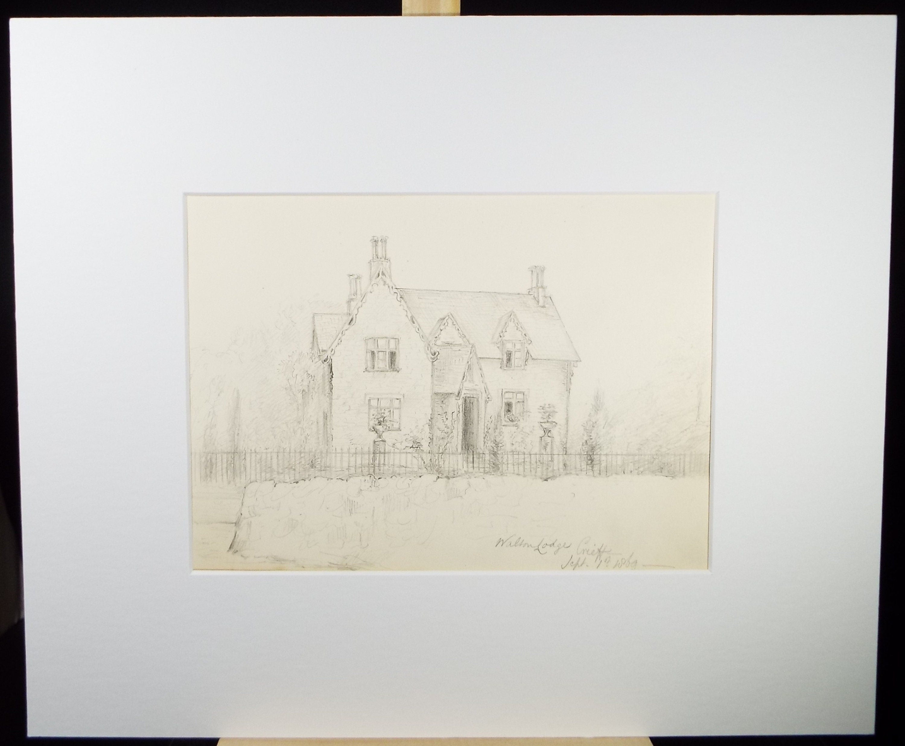 Original Pencil Drawing 'Walton Lodge, Creiff', Dated 1871, William Brenchley Rye (1818-1901)