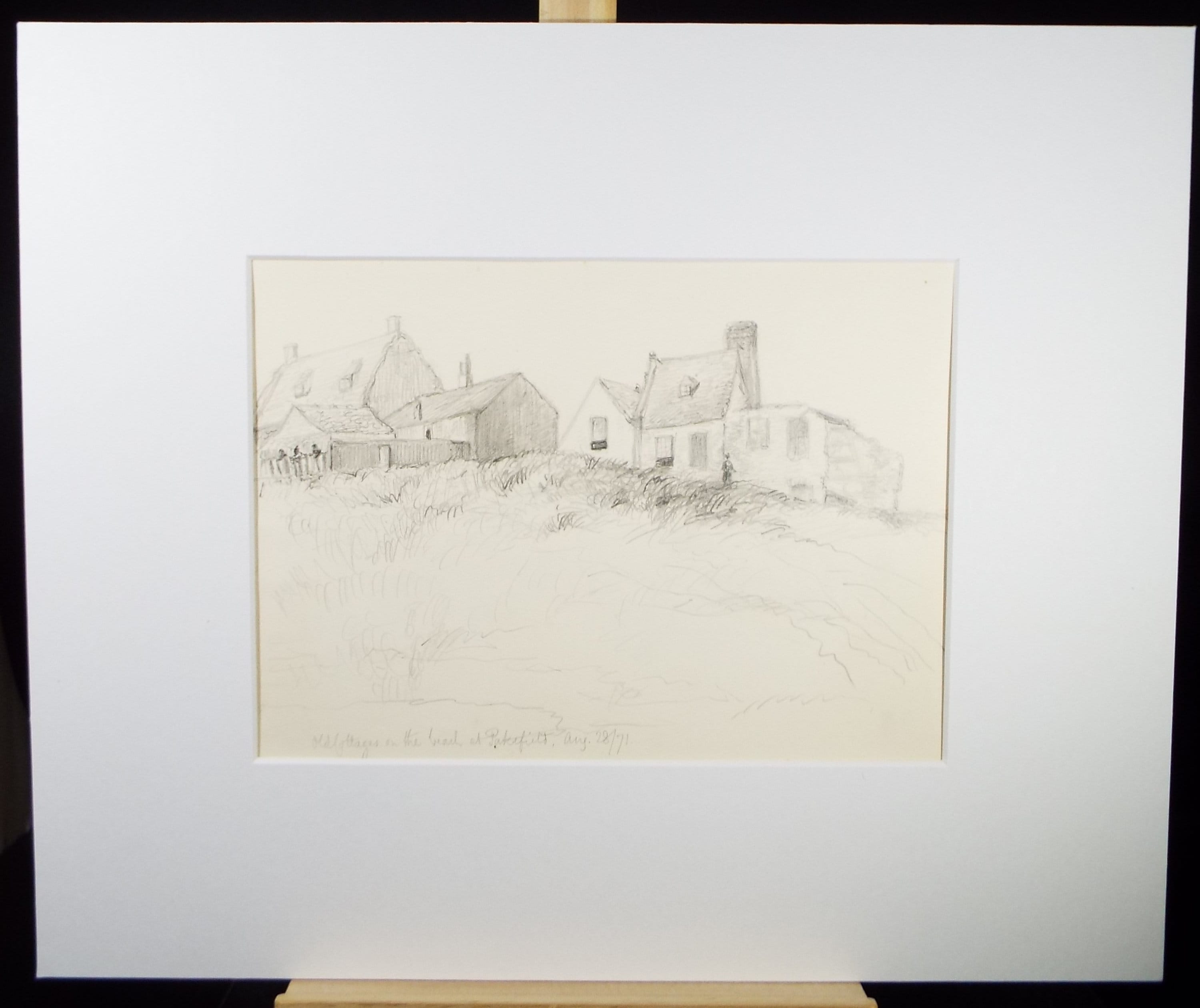 Original Pencil Drawing 'Beach Cottages at Pakefield', Dated 1871, William Brenchley Rye (1818-1901)