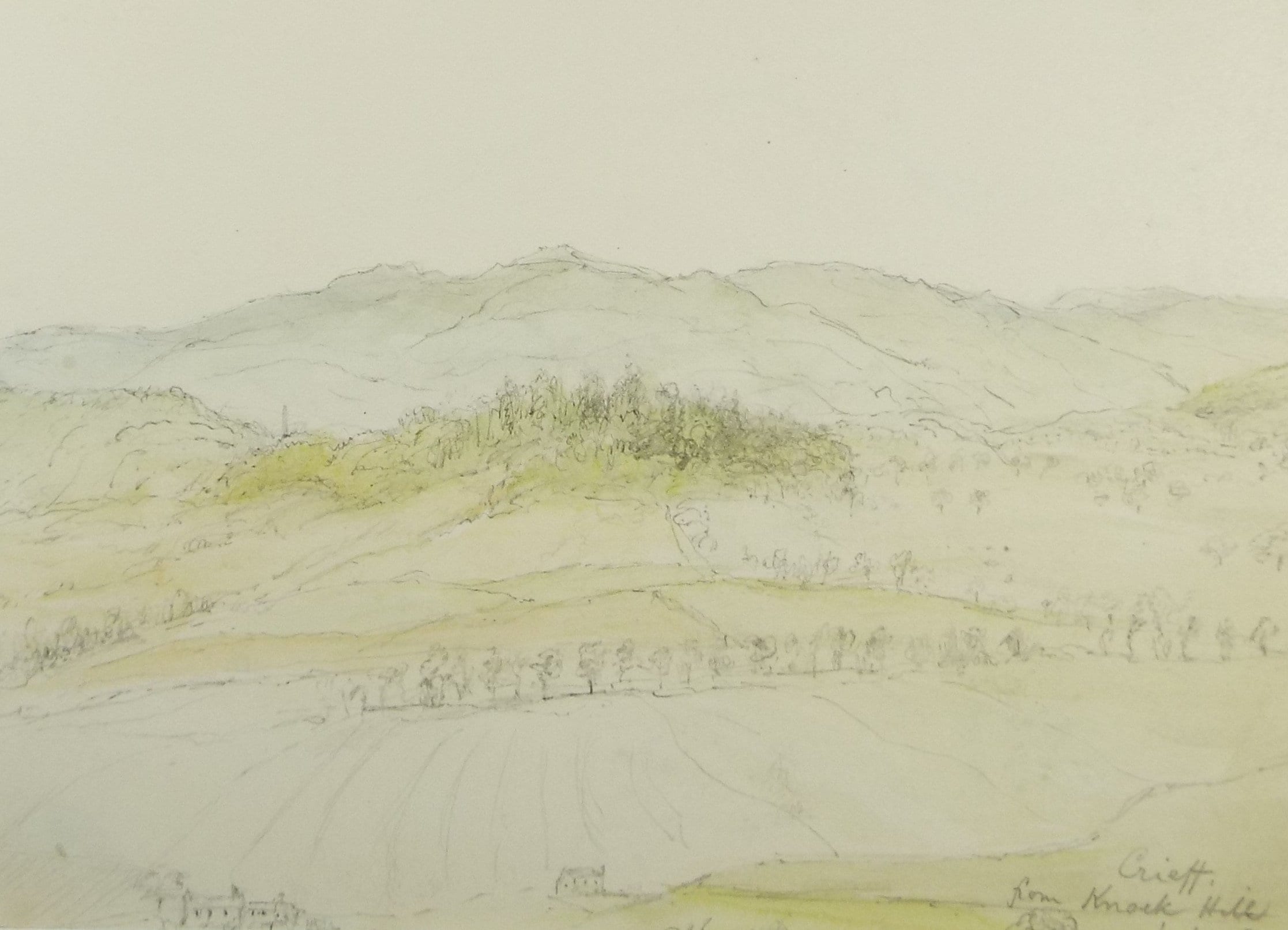 Original Pencil Drawing 'Creiff, from Knock Hill', Dated 1869, William Brenchley Rye (1818-1901)