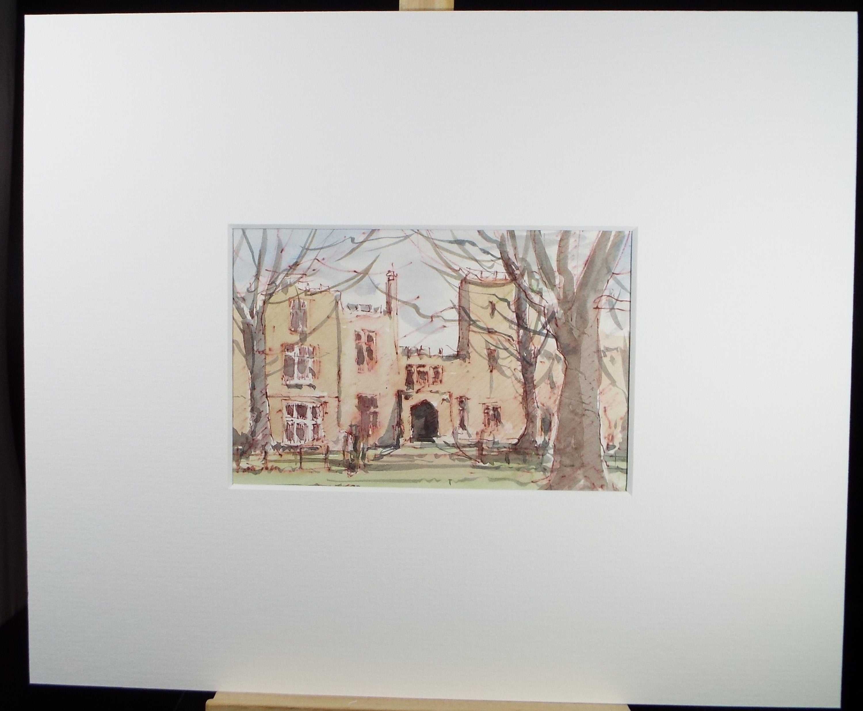 Original Pen & Watercolour,'Country House', Circa 1980's, Artist Unknown