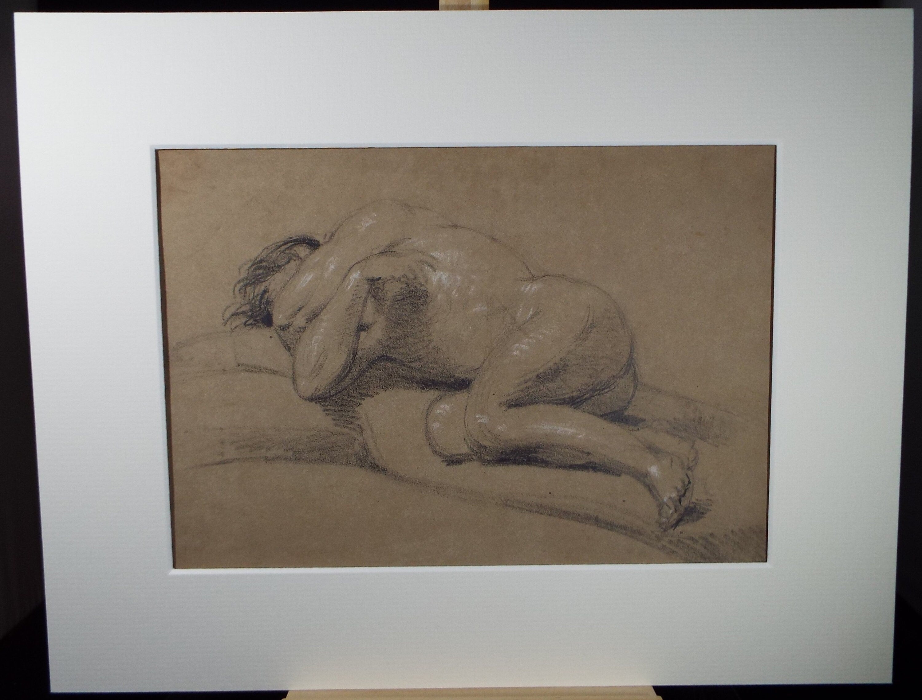 Original Pencil & Pastel Drawing,'Study of a Sleeping Man', John Wood (1801-1870)