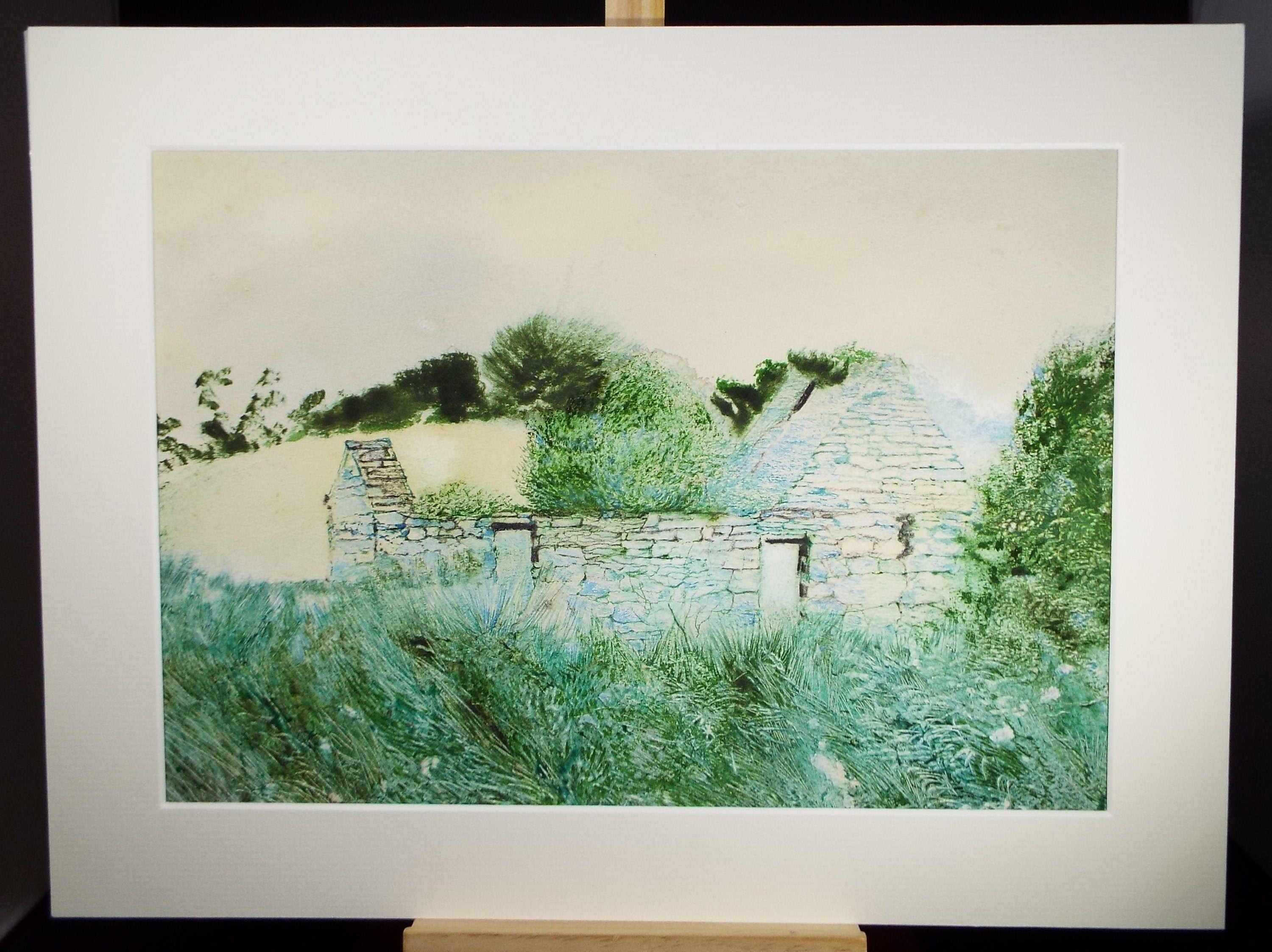 Original Watercolour 'Tumbledown Barn' 1980's, Artist Unknown