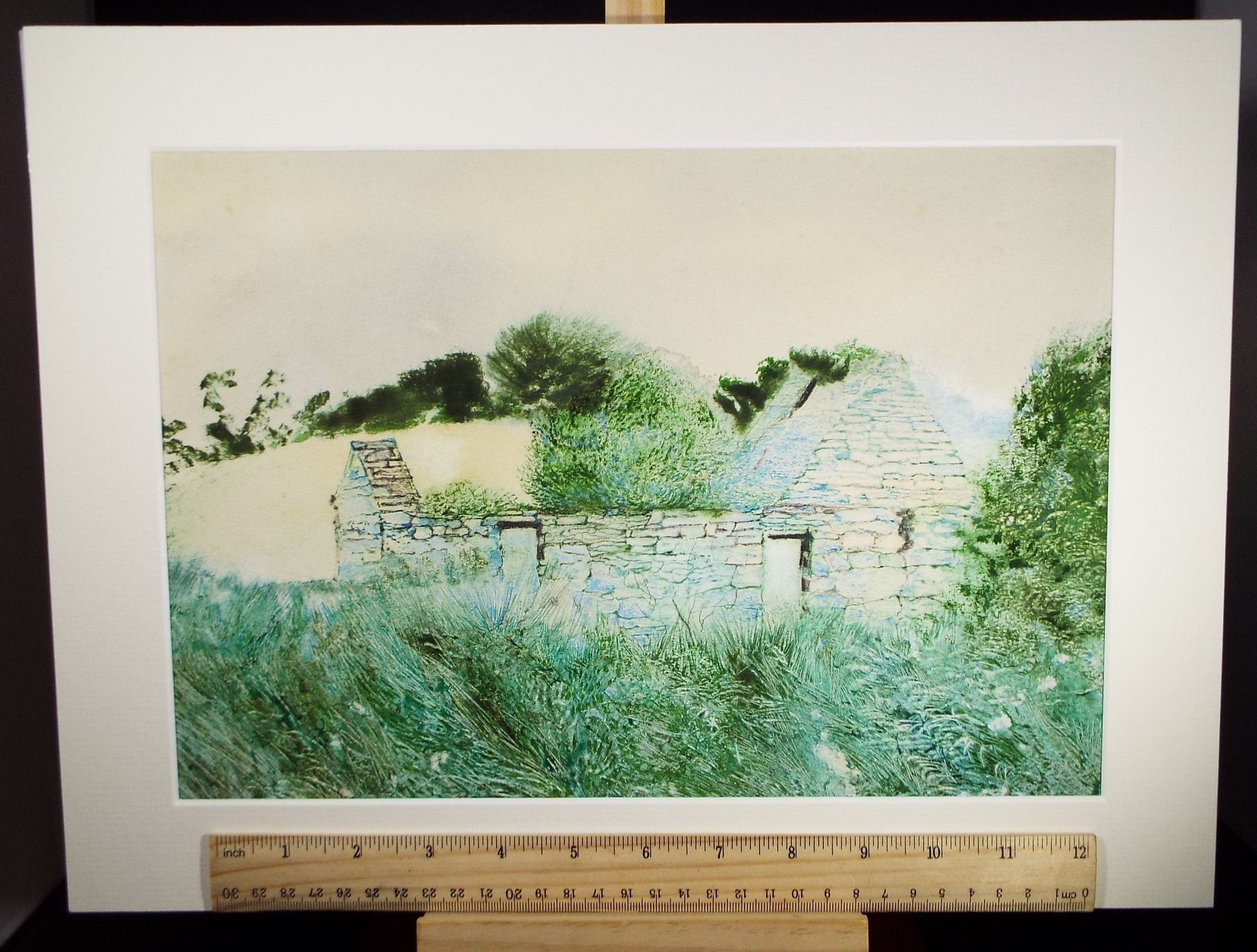 Original Watercolour 'Tumbledown Barn' 1980's, Artist Unknown