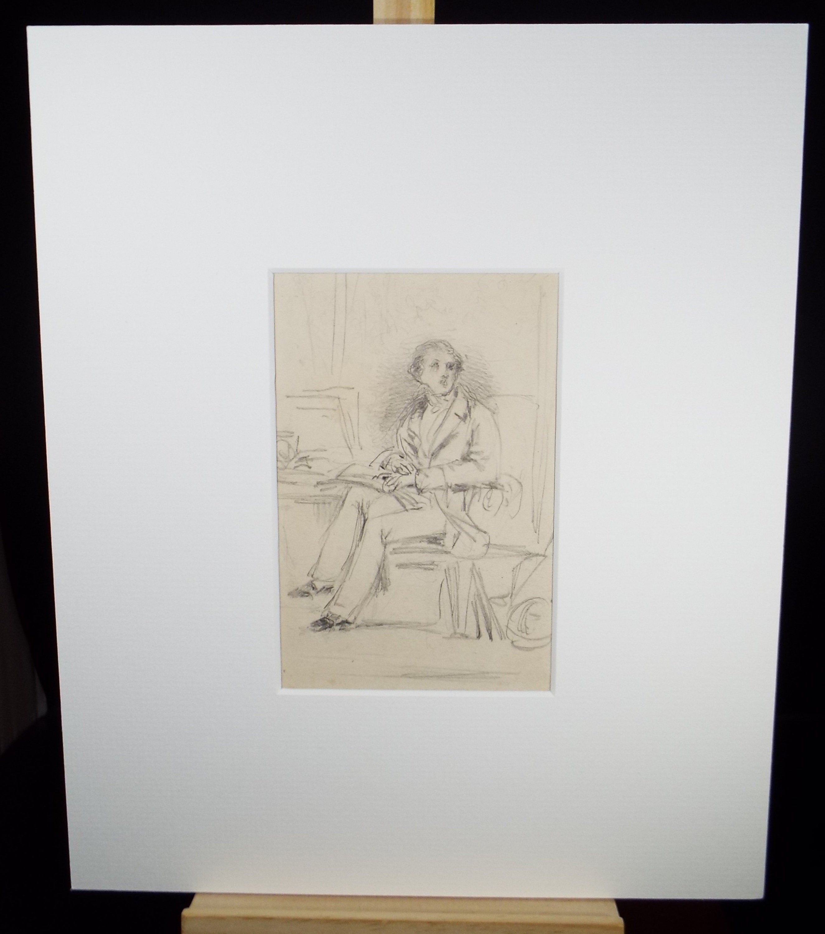 Original Pencil Drawing,'Study of a Seated Gentleman', John Wood (1801-1870)