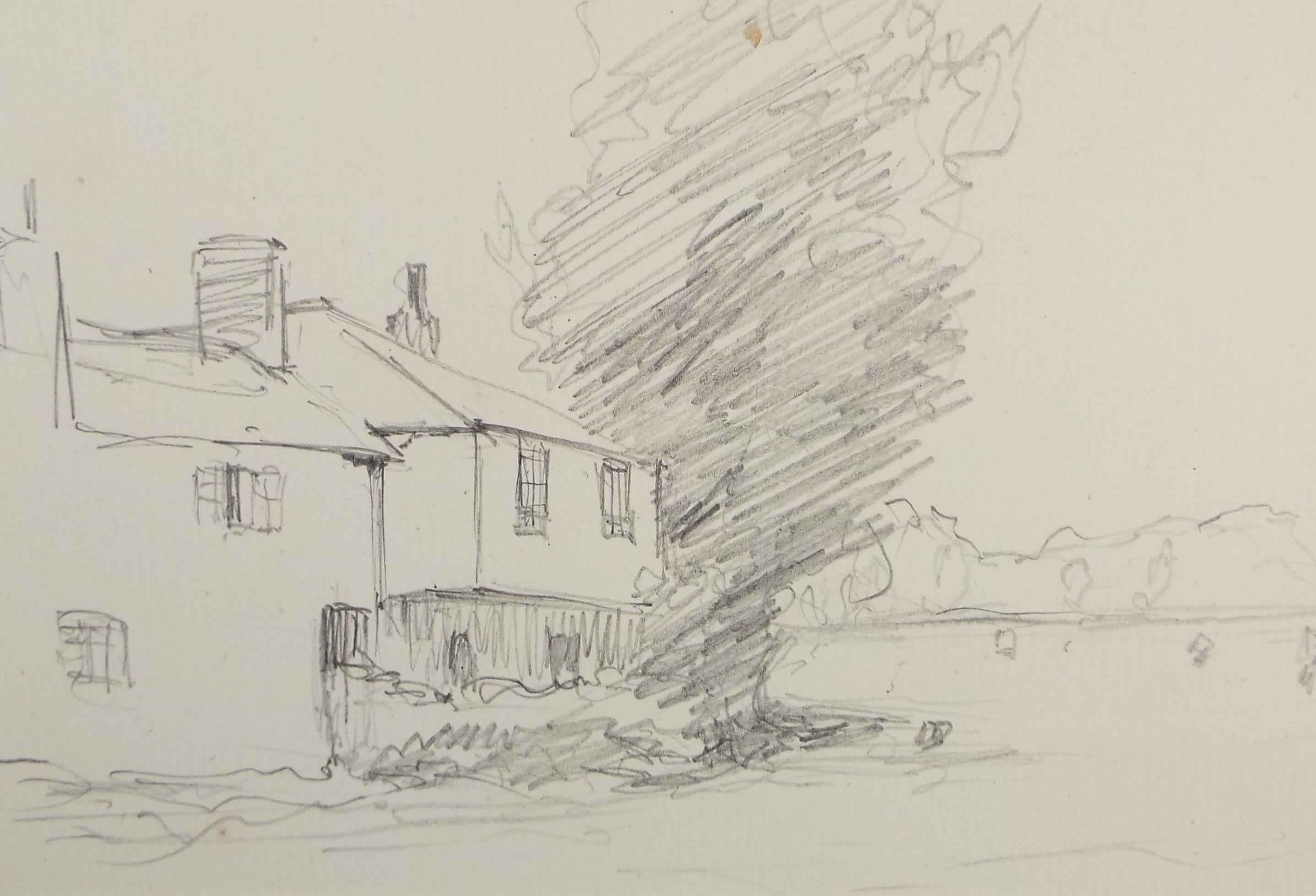 Original Pencil Sketch,'Study of a Cottage', Leonard Leslie Brooke (1862 - 1940), Late 19th Century