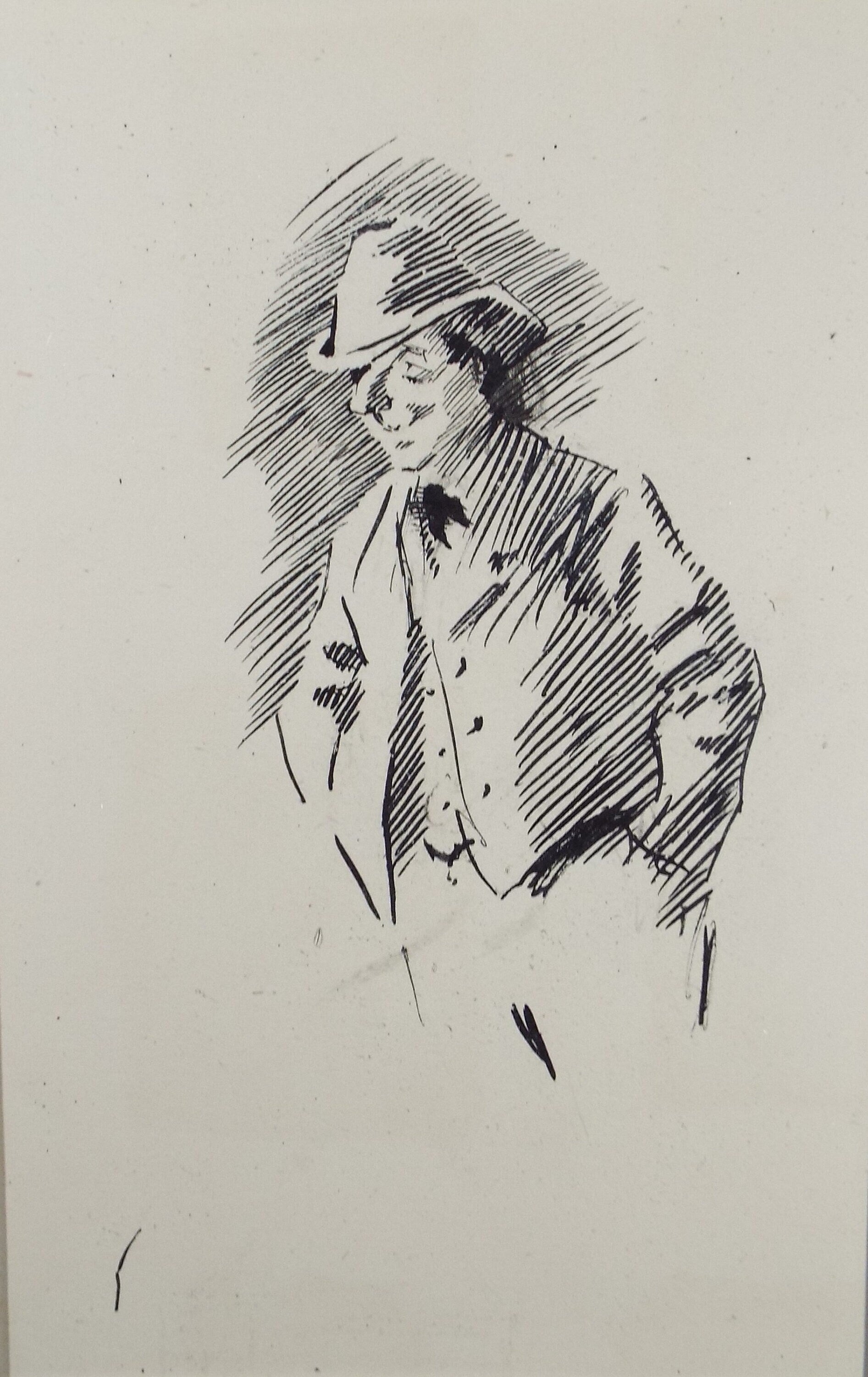 Original ink Sketch,'Figure Study', Leonard Leslie Brooke (1862 - 1940), Late 19th Century